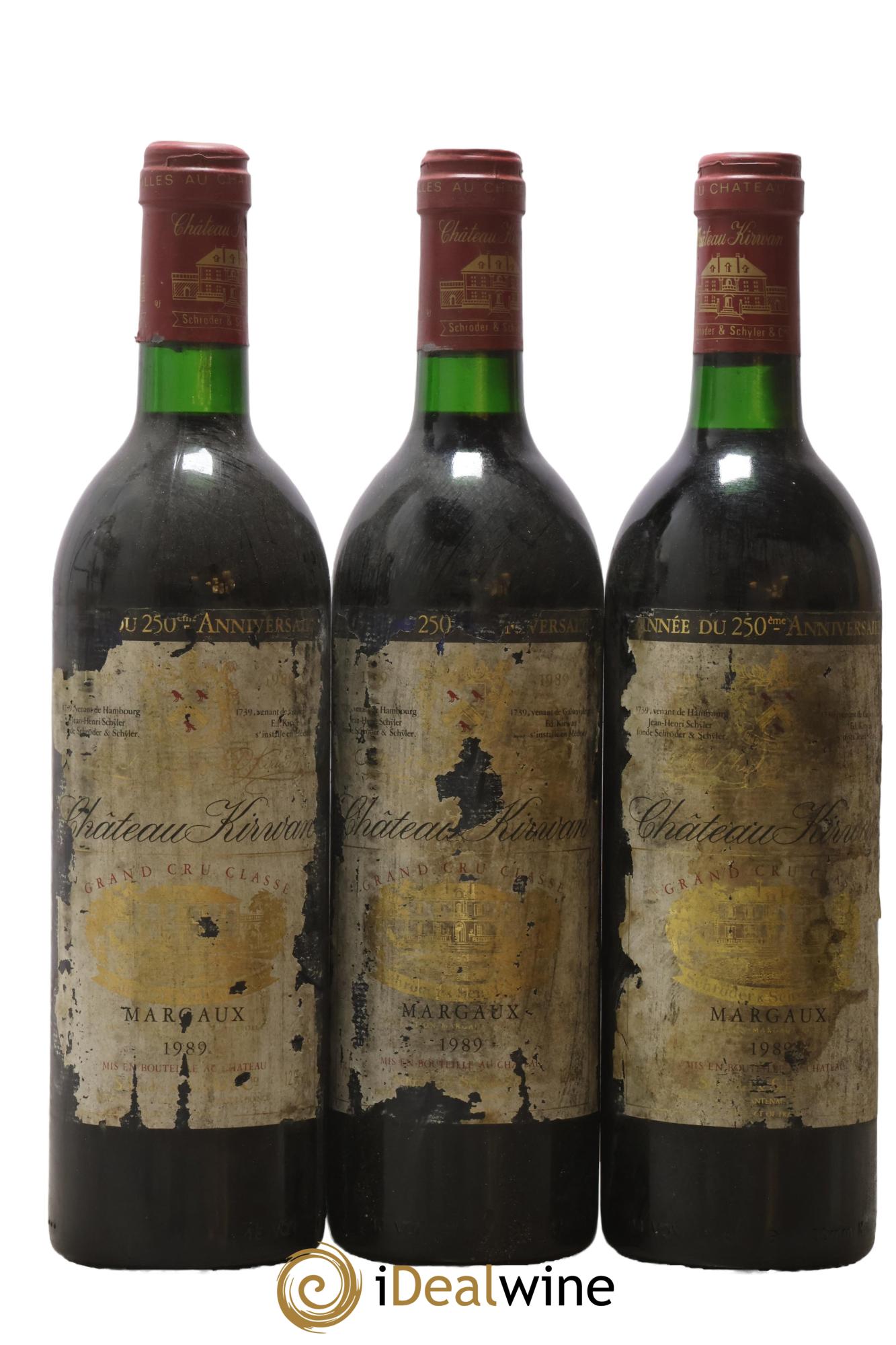 Château Kirwan 3ème Grand Cru Classé 1989 - Lot de 3 bouteilles - 0