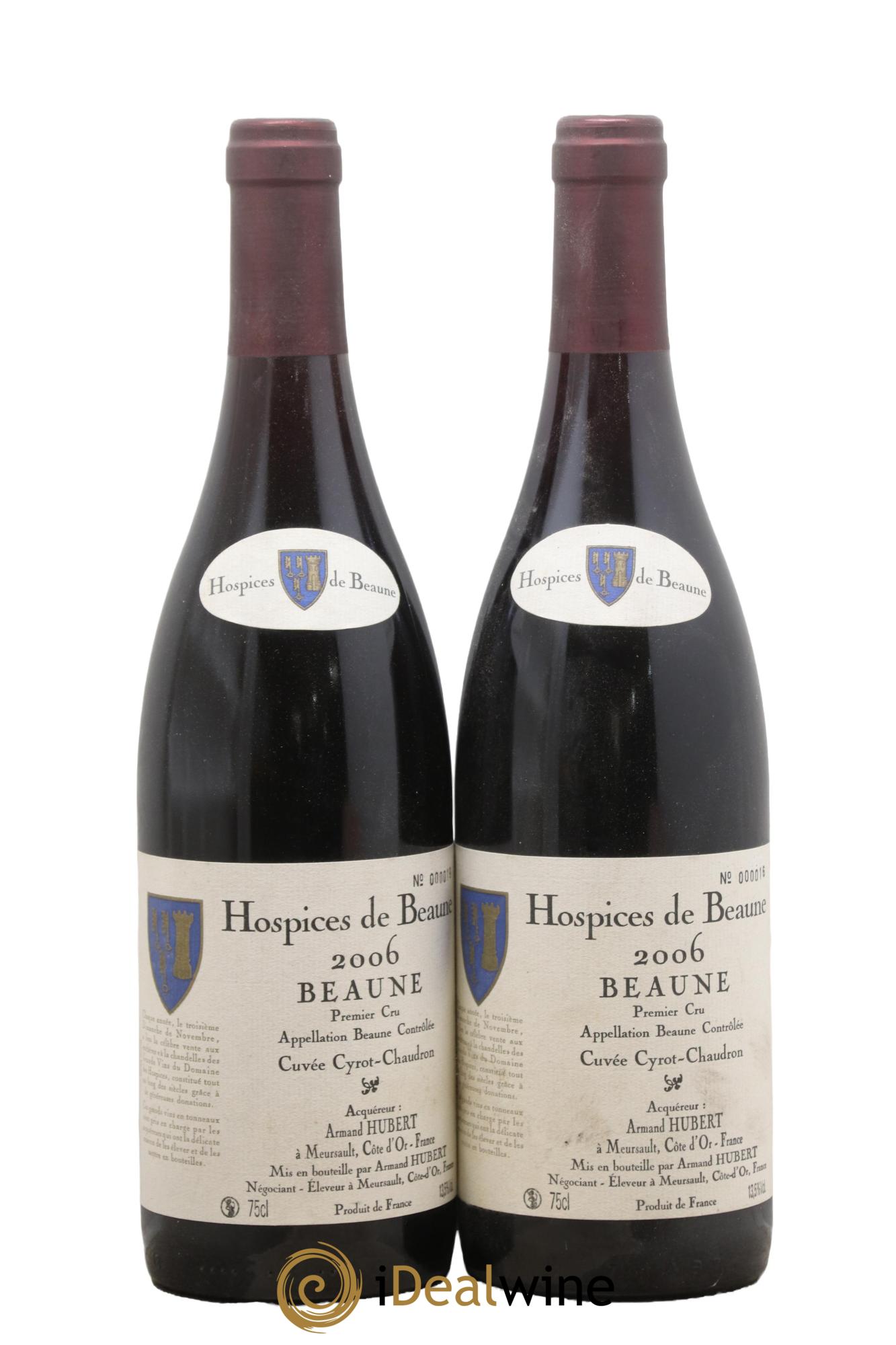 Beaune 1er Cru 1Er Cru Cuvée Cyrot-Chaudron Hospices De Beaune 2006 - Posten von 2 Flaschen - 0