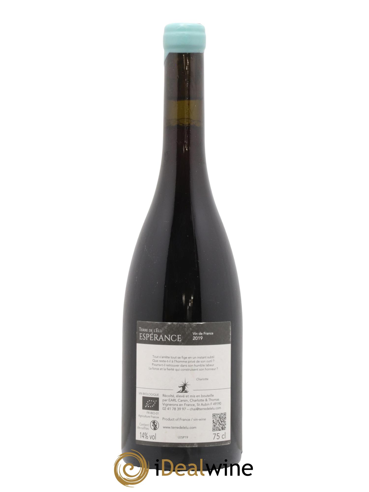Vin de France Espérance Terre de l'Elu (Clos de L'Elu) 2019 - Lot de 1 bouteille - 1