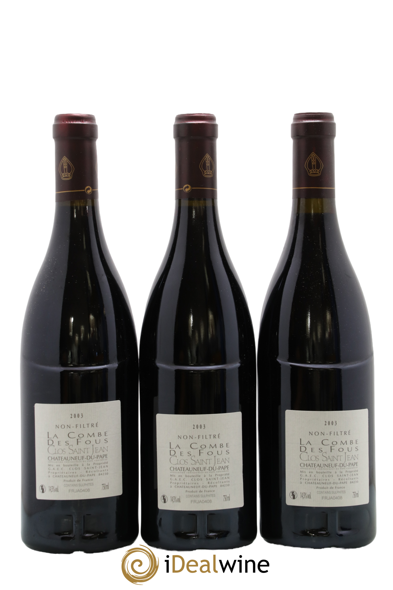 Châteauneuf-du-Pape Clos Saint-Jean La Combe des Fous Pascal et Vincent Maurel 2003 - Lotto di 3 bottiglie - 1