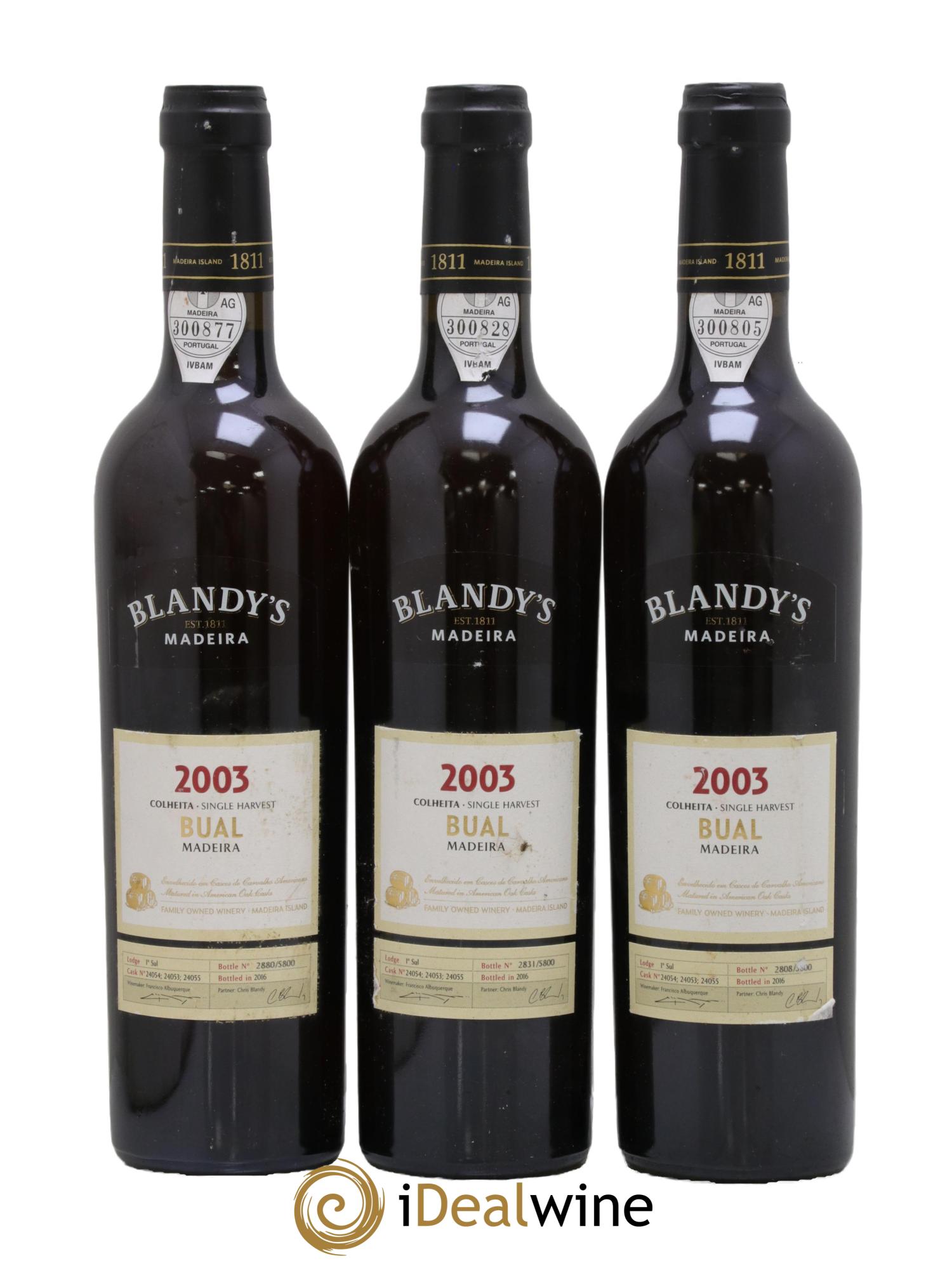 Portugal Madeira Blandy's Bual 2003 - Lot de 3 format 50cls - 0