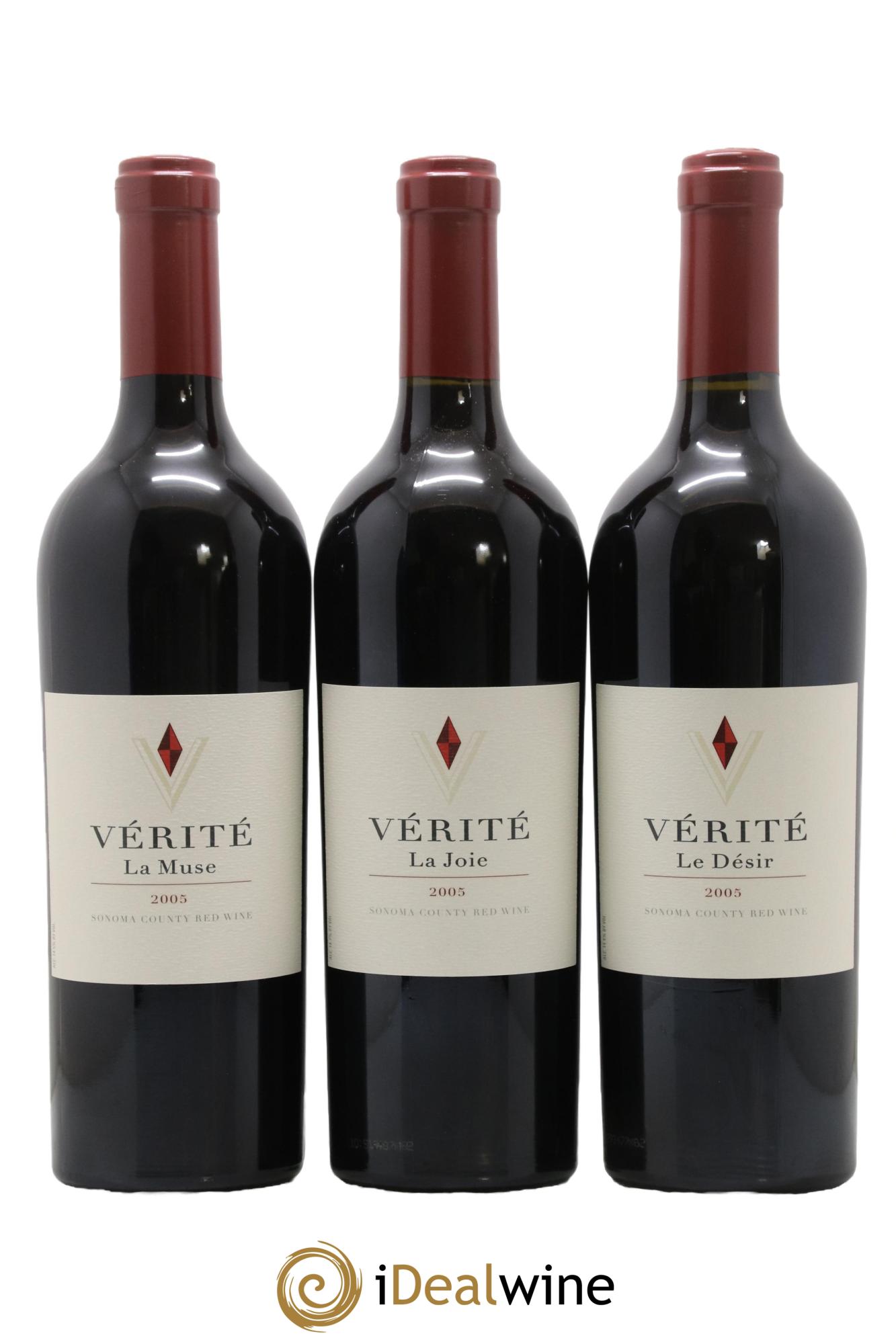 USA Sonoma Caisse Verite 1 Muse 1 La Joie 1 Le Desir Verite Winery 2005 - Lot of 3 bottles - 1
