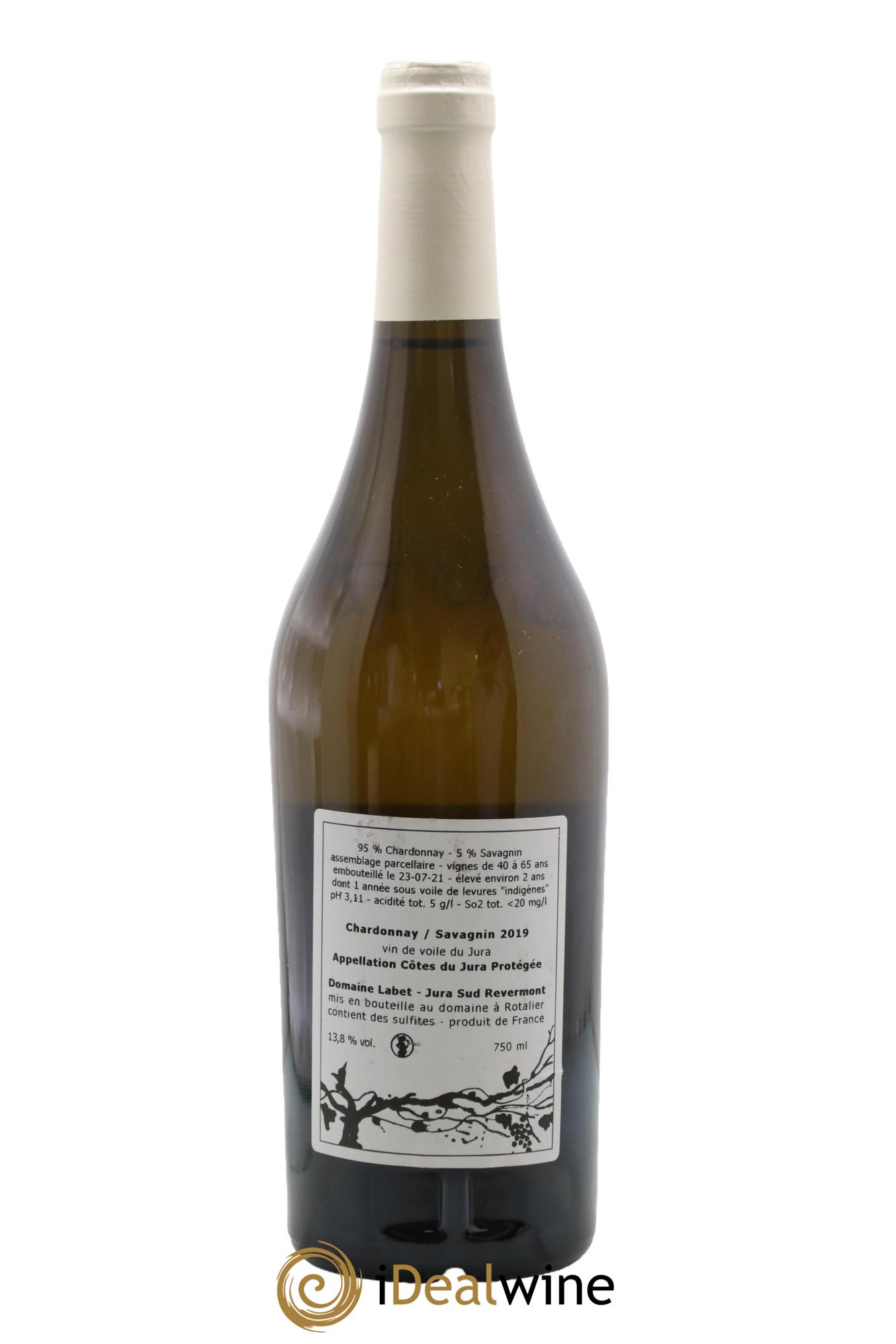 Côtes du Jura Vin de Voile Chardonnay-Savagnin cuvée de garde Romain - Julien - Charline Labet 2019 - Lot de 1 bouteille - 1