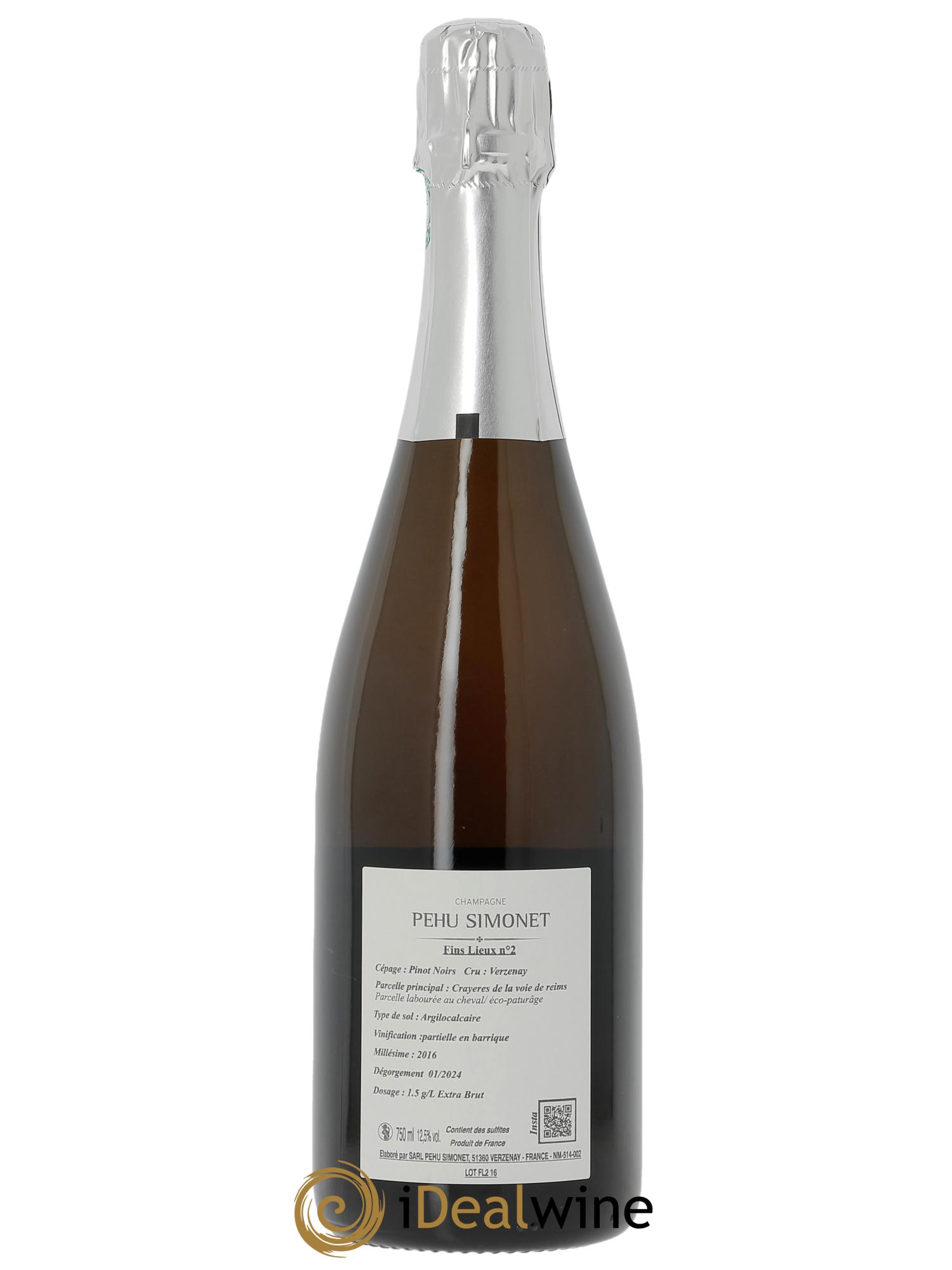 Fins Lieux n°2 Les Crayères Grand Cru Extra-Brut Pehu Simonet 2016 - Lot de 1 bouteille - 1