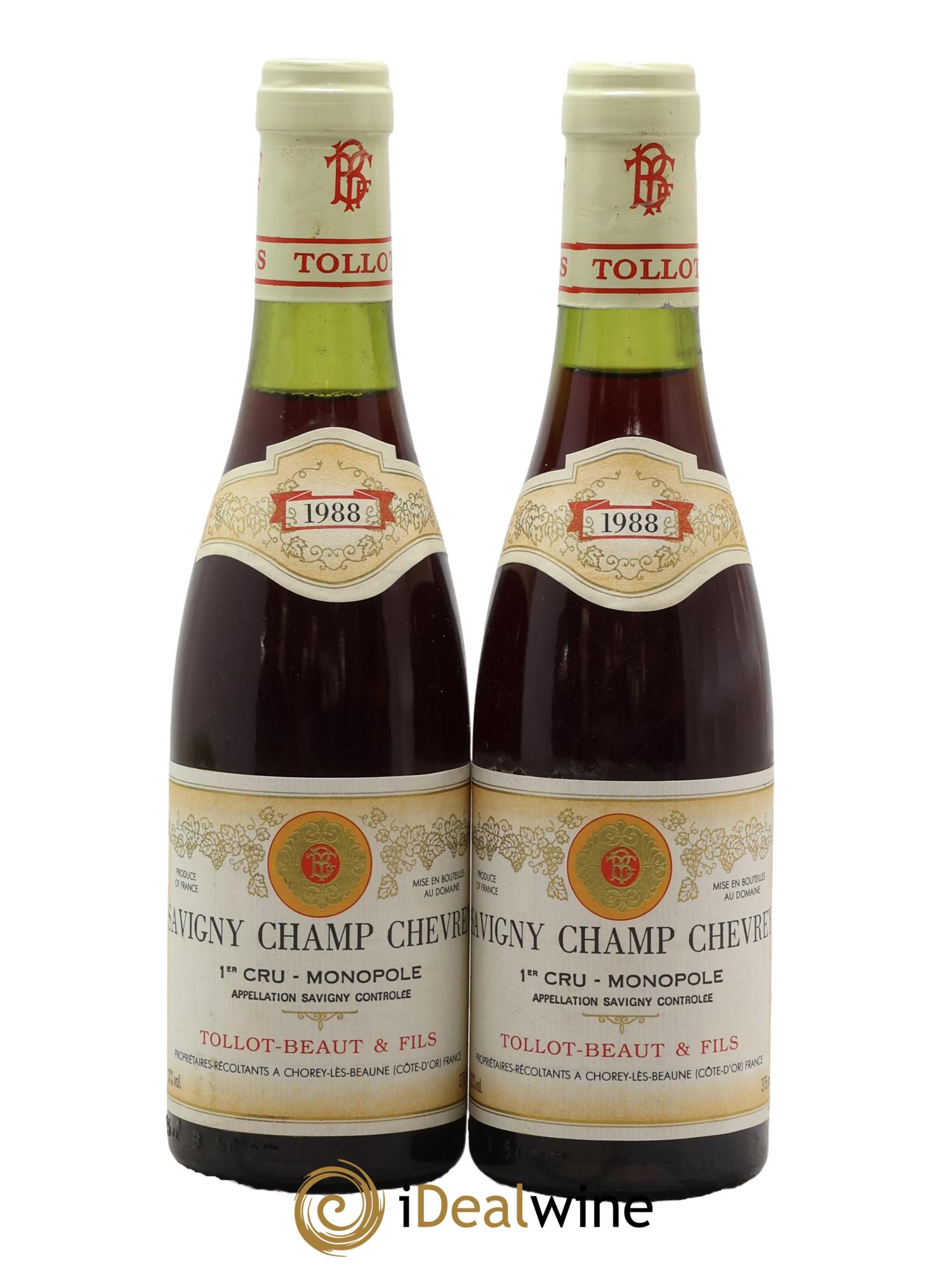Savigny-lès-Beaune 1er Cru Champ-Chevrey Tollot Beaut (Domaine) 1988 - Lotto di 2 mezze bottiglie - 0