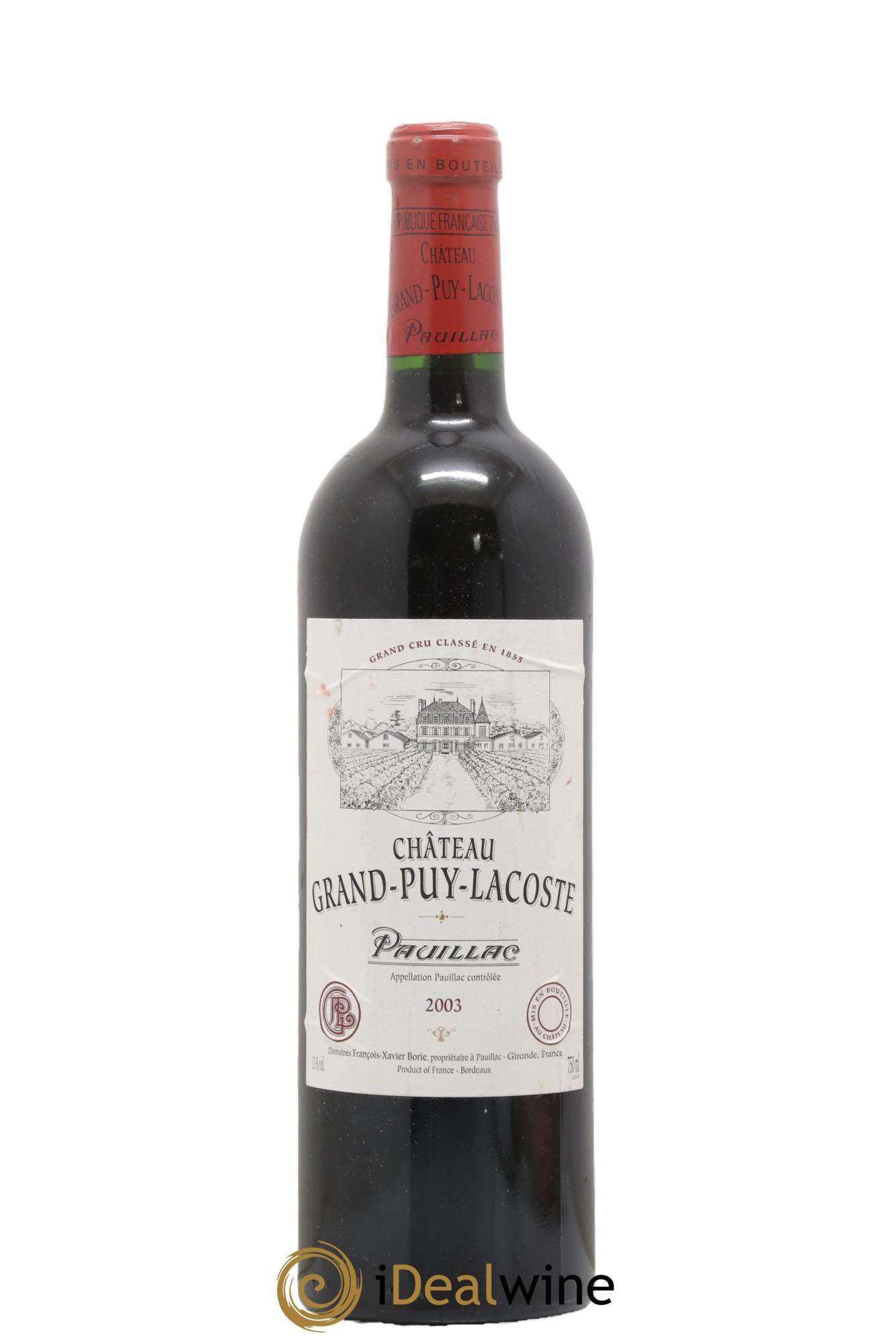 Château Grand Puy Lacoste 5ème Grand Cru Classé 2003 - Lot de 1 bouteille - 0