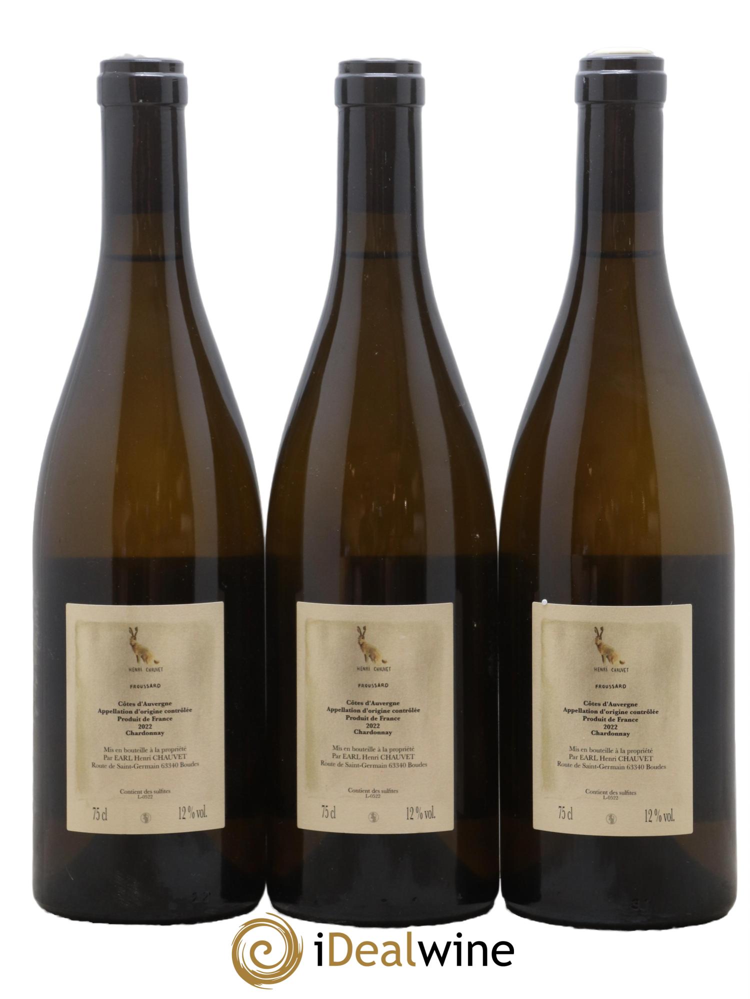 Divers Cotes d'Auvergne Froussard Henri Chauvet 2022 - Lot de 3 bouteilles - 1