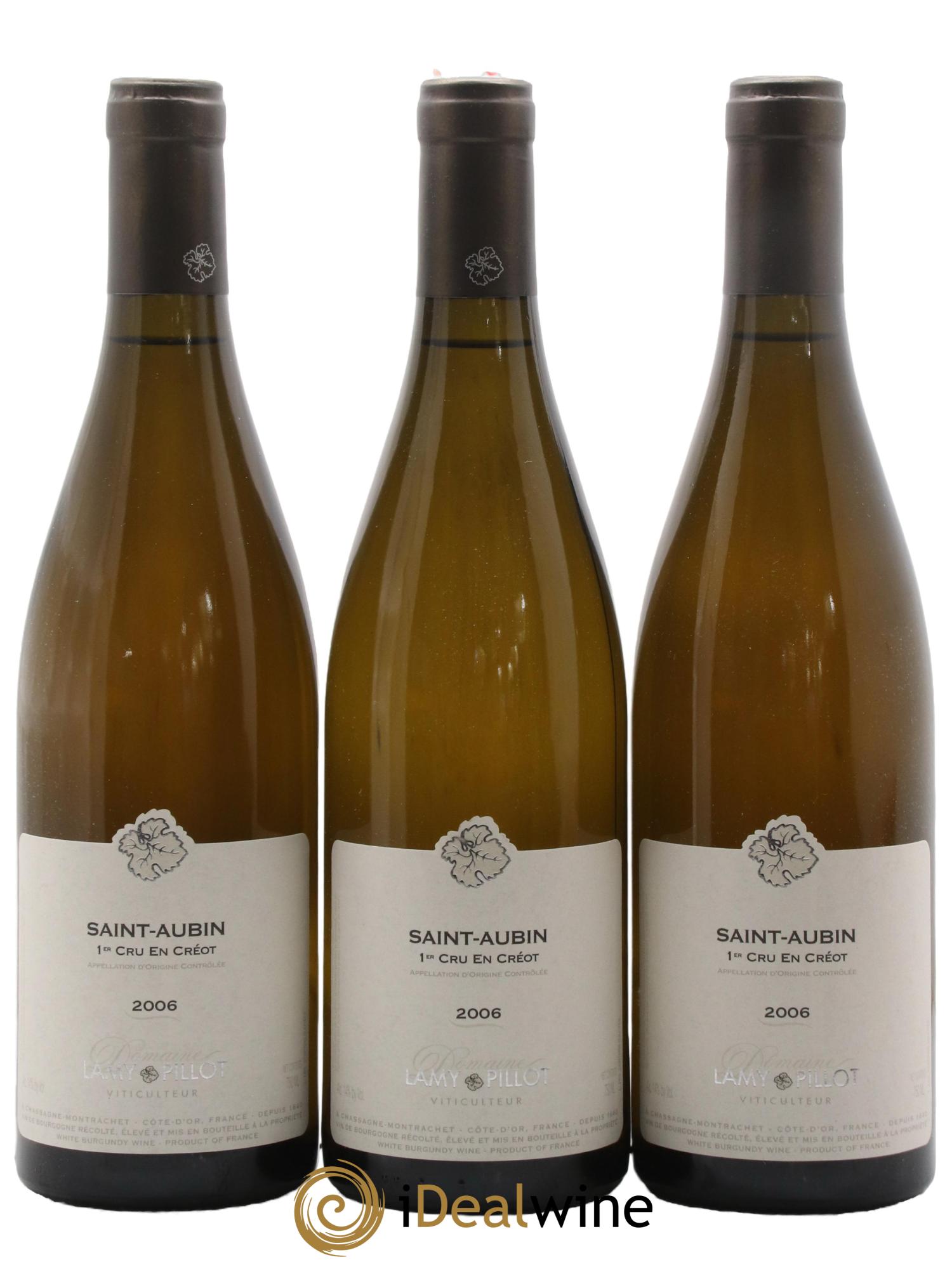 Saint-Aubin 1er Cru En Creot Lamy Pillot 2006 - Lot de 3 bouteilles - 0