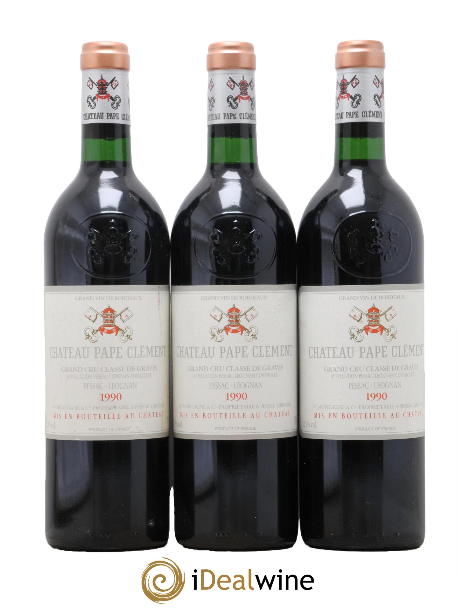 Château Pape Clément Cru Classé de Graves 1990 - Lot de 3 bouteilles - 0