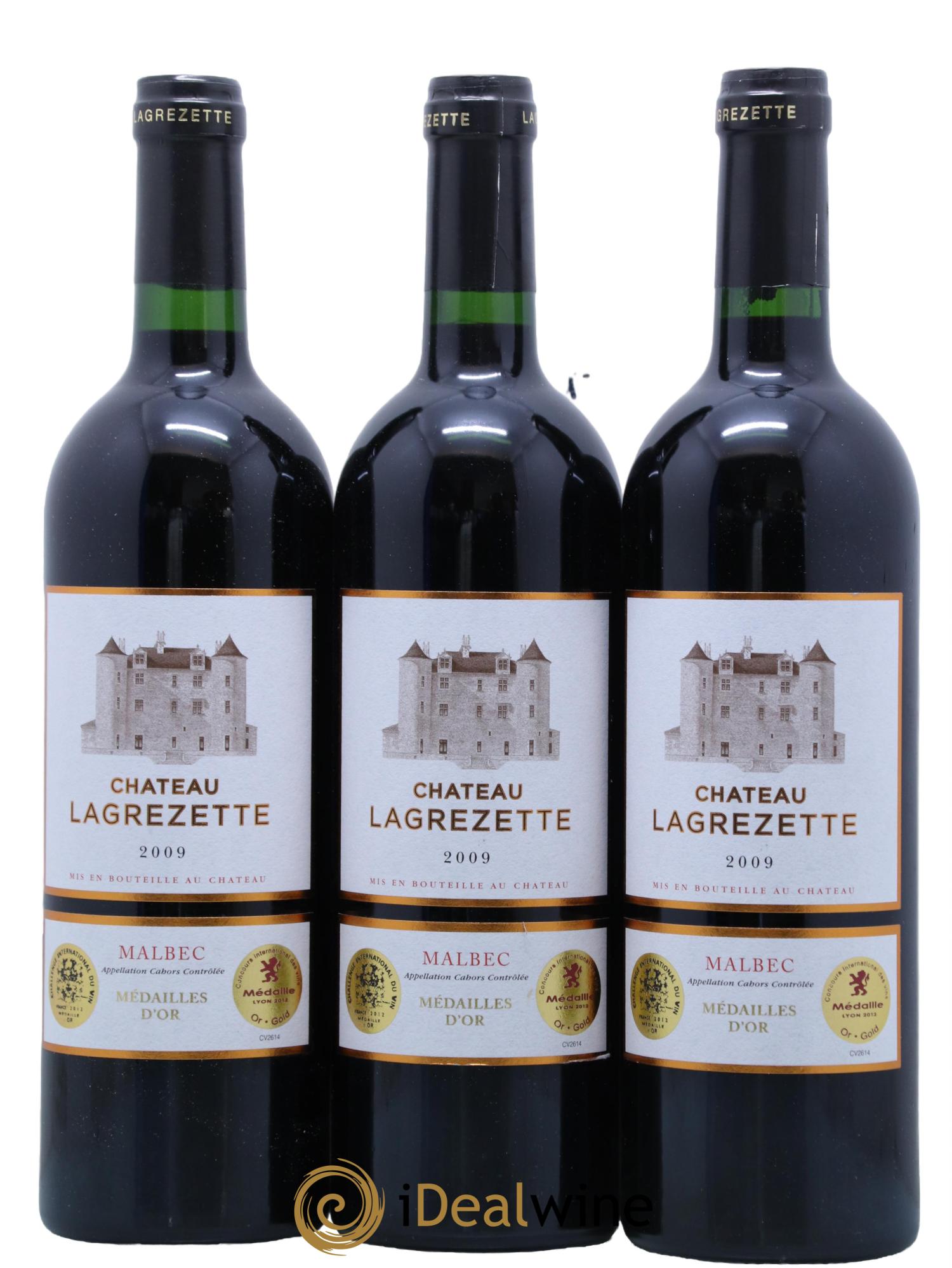 Cahors Château Lagrezette Alain Dominique Perrin 2009 - Lot de 3 bouteilles - 0