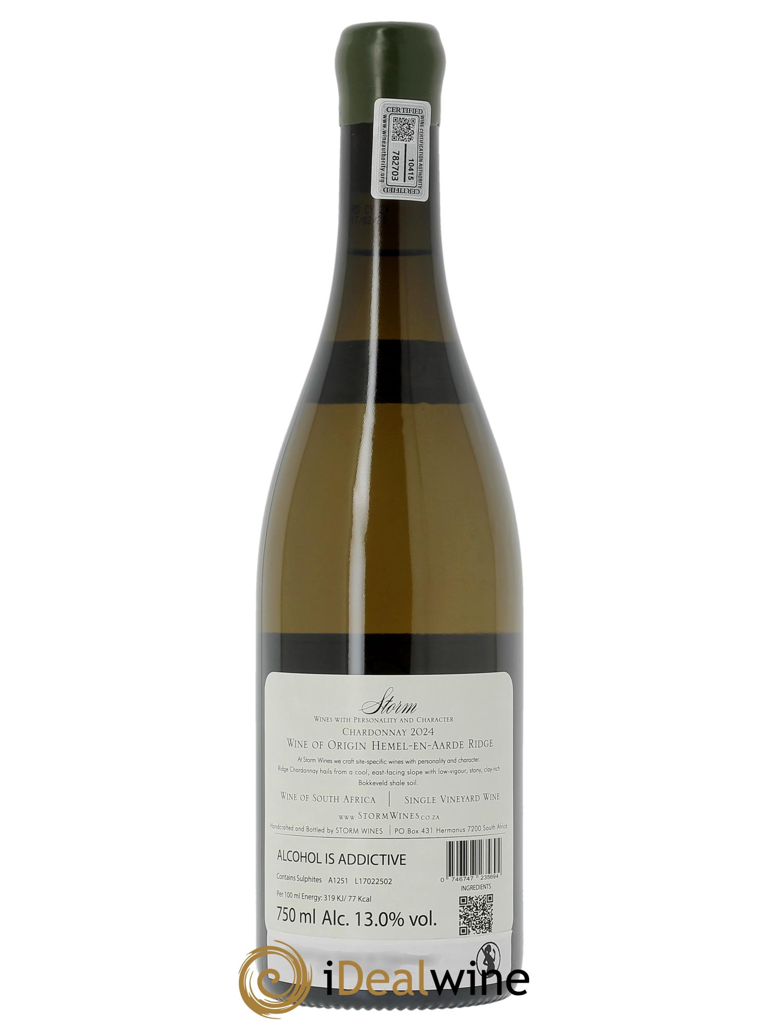 Hemel en Haarde Storm Wines Ridge Chardonnay 2024 - Lot de 1 bouteille - 1
