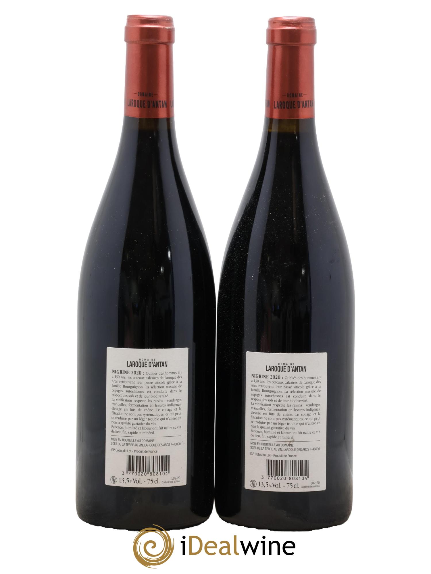 Côtes du Lot Nigrine Laroque d'Antan (Domaine) 2020 - Lot of 2 bottles - 1