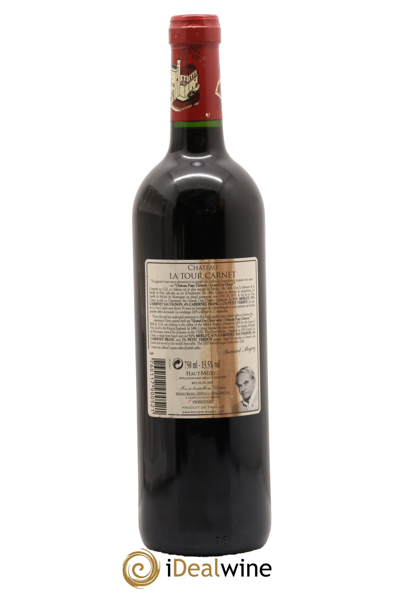 Château la Tour Carnet 4ème Grand Cru Classé 2005 - Lot of 1 bottle - 1