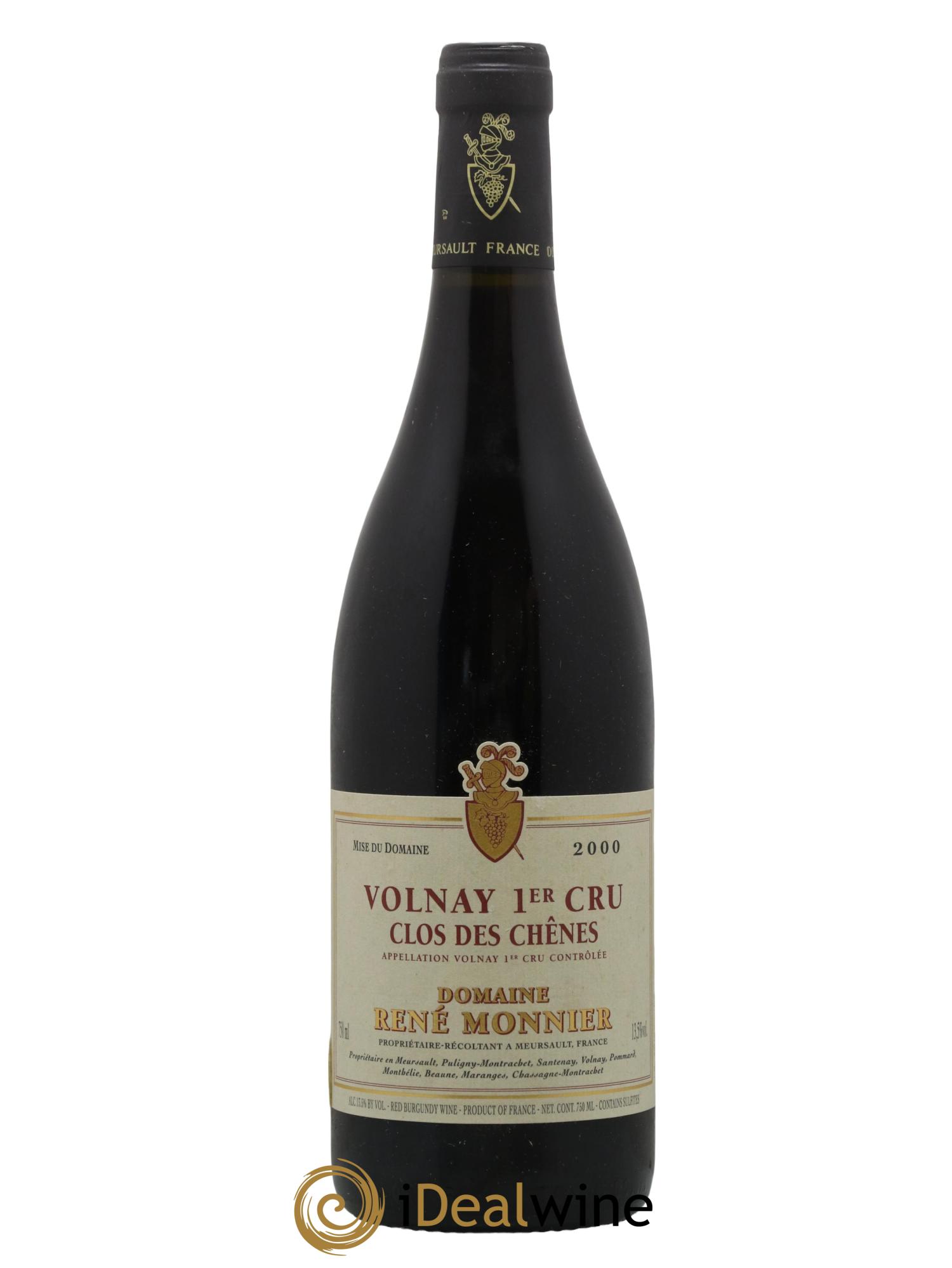 Volnay 1er Cru Clos des Chenes Domaine Rene Monnier 2000 - Lot de 1 bouteille - 0