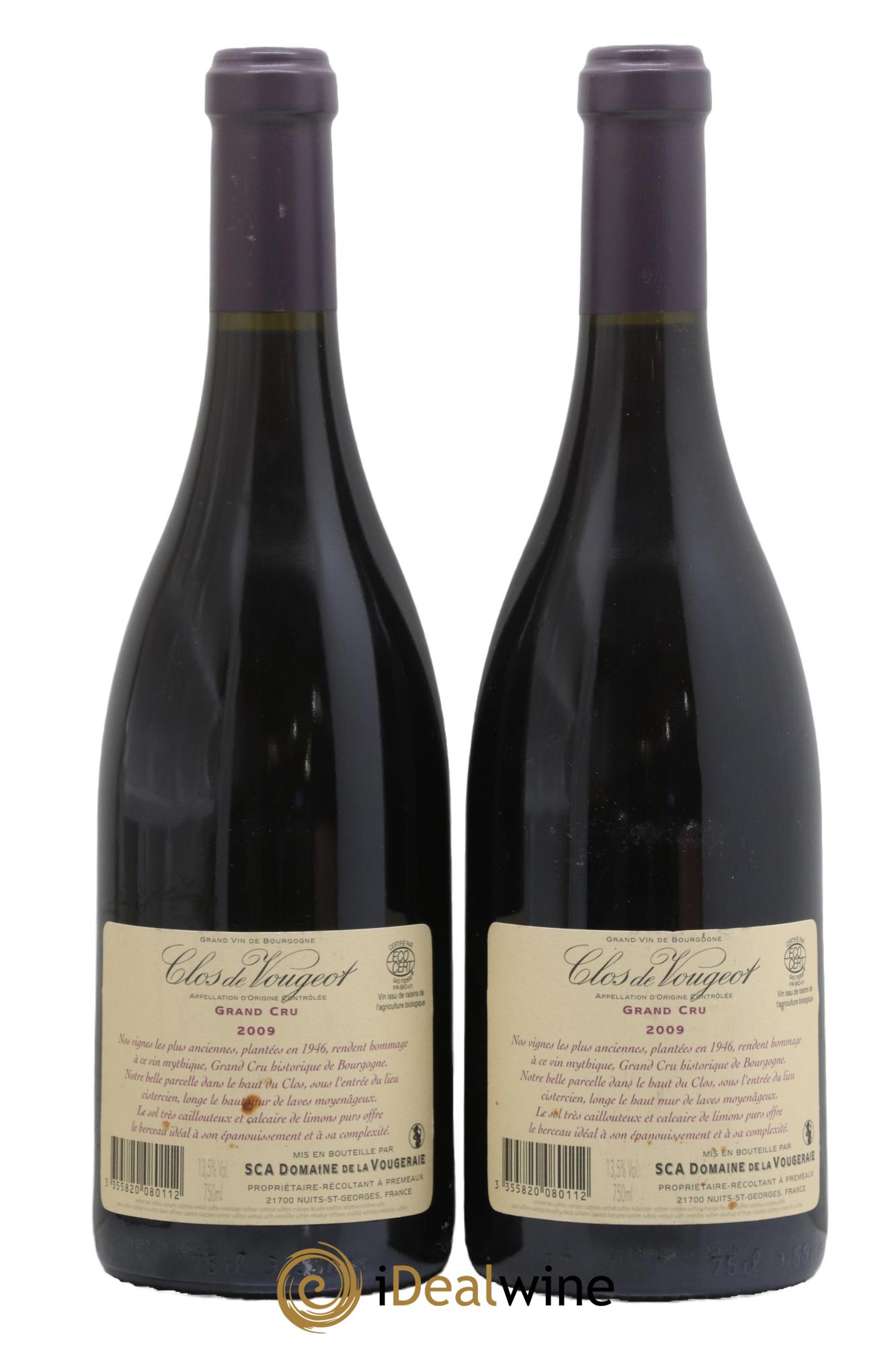 Clos de Vougeot Grand Cru La Vougeraie 2009 - Lot de 2 bouteilles - 1