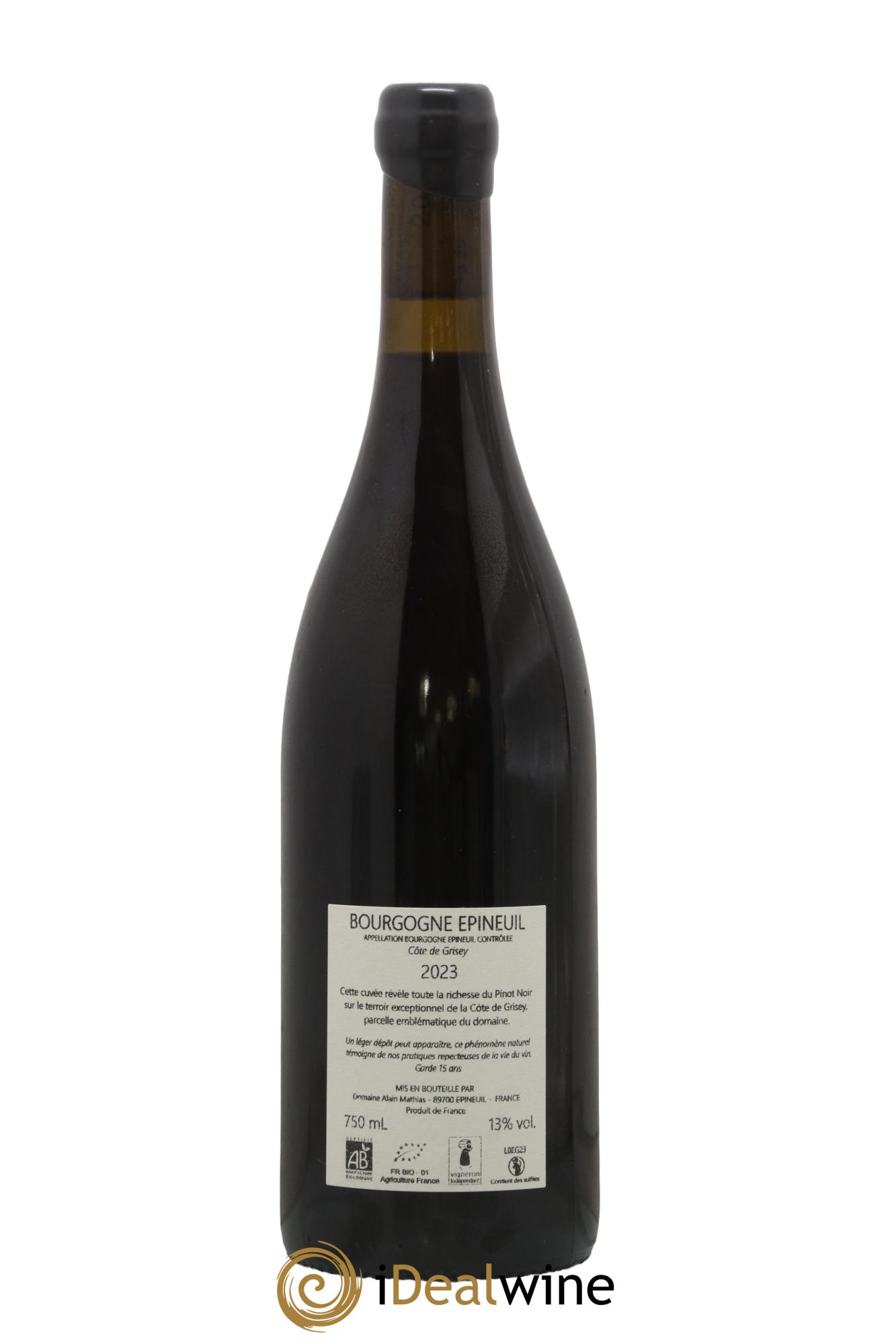 Bourgogne Epineuil Côte De Grisey Domaine Alain Mathias 2023 - Lot of 1 bottle - 1