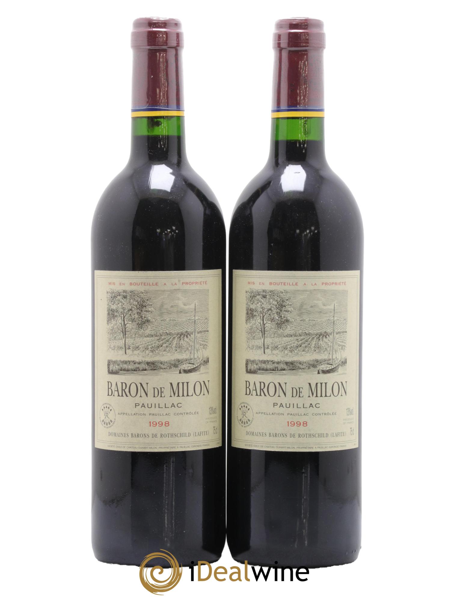 Pauillac Baron de Milon 1998 - Lot de 2 bouteilles - 0