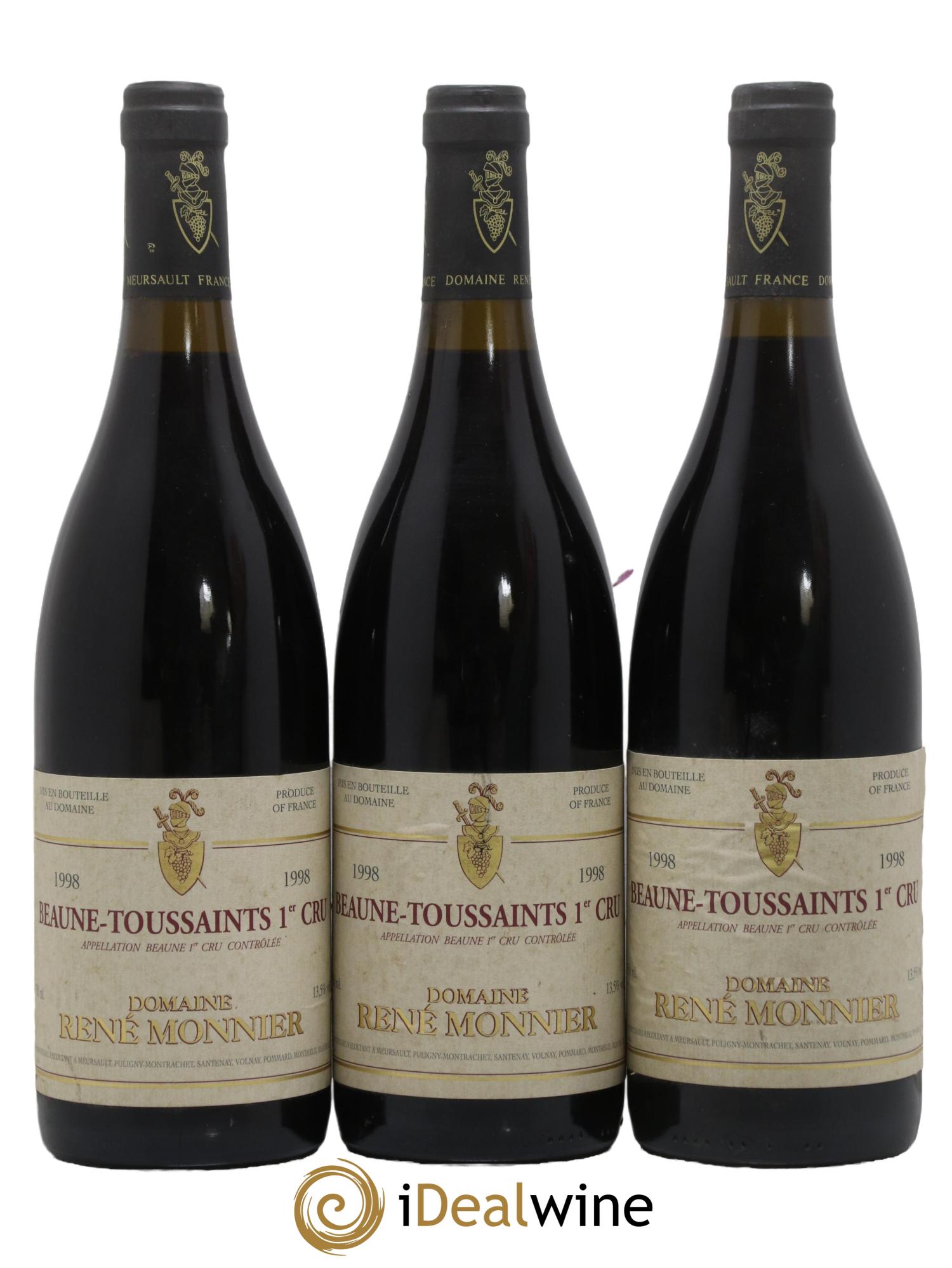 Beaune 1er Cru Toussaints René Monnier 1998 - Lotto di 3 bottiglie - 0