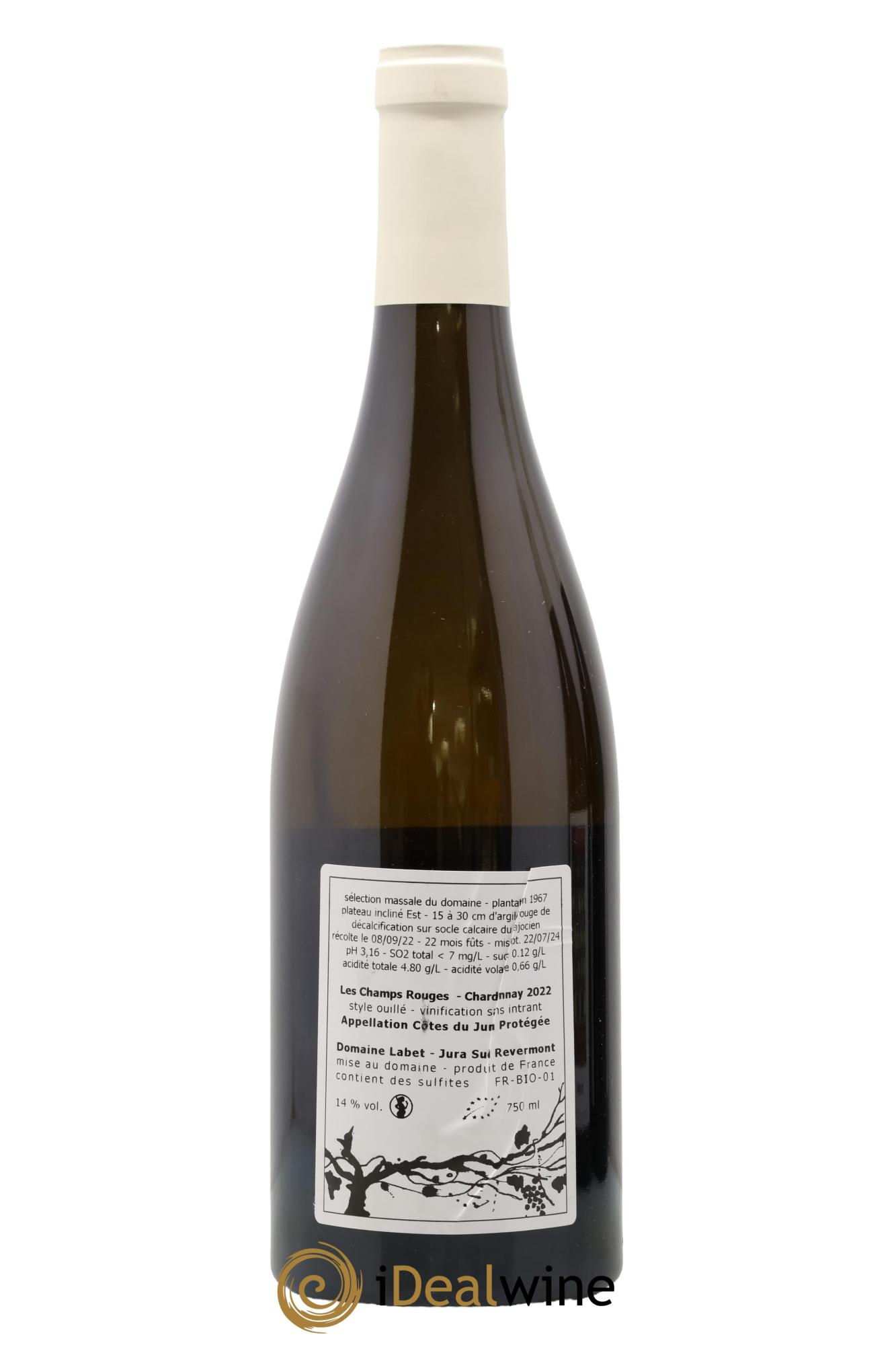 Côtes du Jura Chardonnay Les Champs Rouges Romain - Julien - Charline Labet 2022 - Lotto di 1 bottiglia - 1