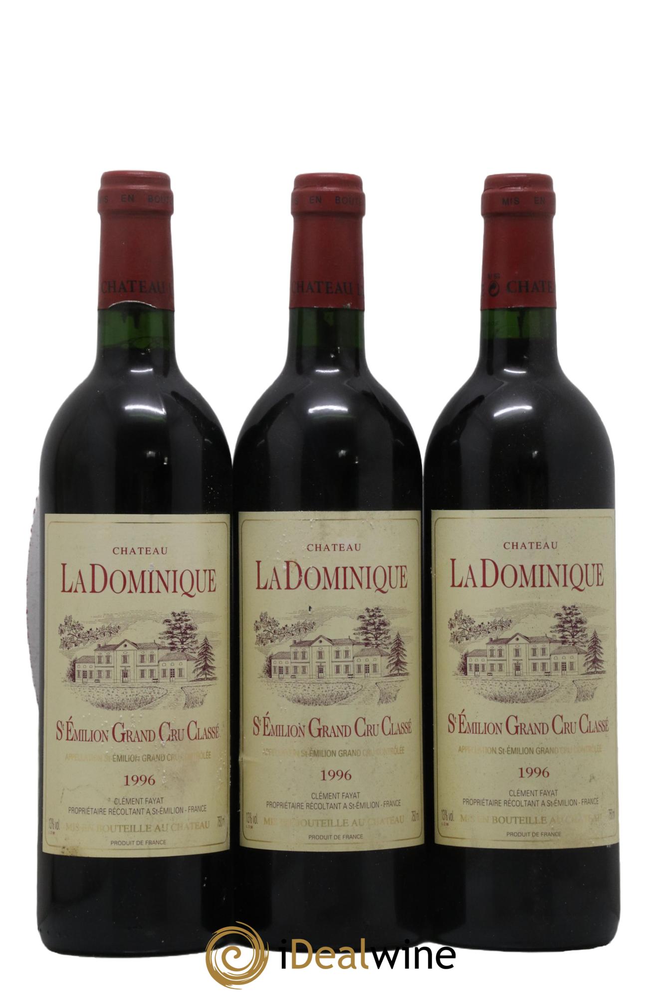Château la Dominique Grand Cru Classé  1996 - Lot of 3 bottles - 0