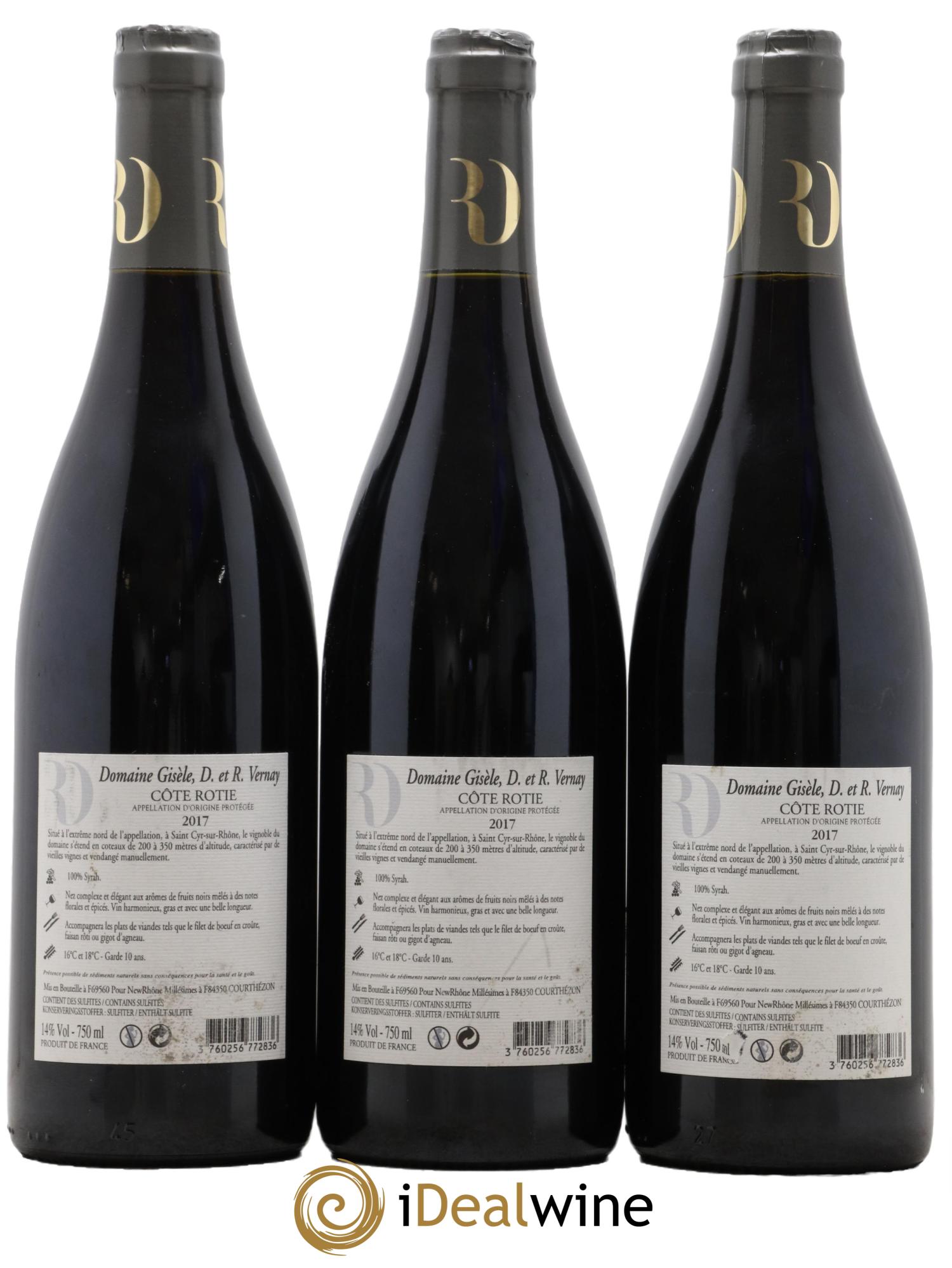 Côte-Rôtie Domaine Gisele, Daniel et Roland Vernay 2017 - Lot de 3 bouteilles - 1
