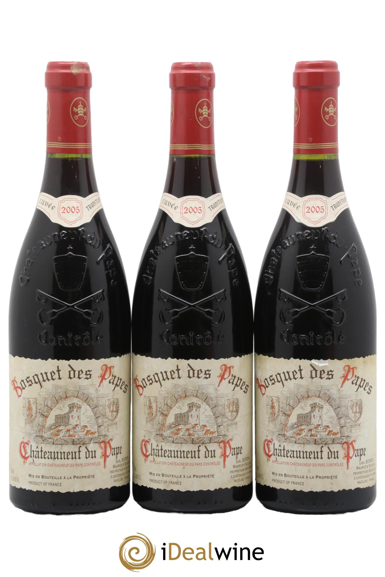 Châteauneuf-du-Pape Bosquet des Papes Famille Boiron 2005 - Lot of 3 bottles - 0
