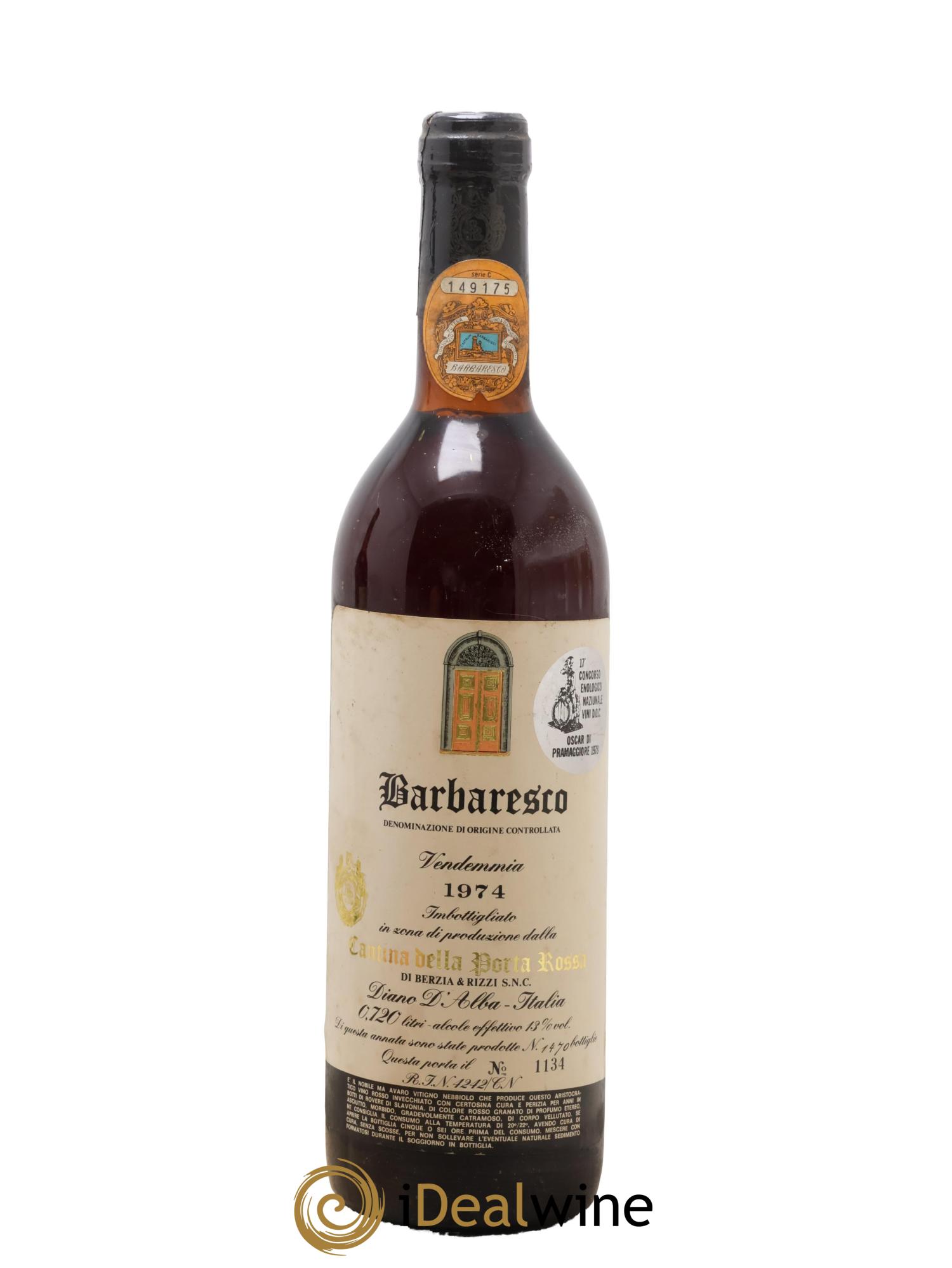 Barbaresco DOCG Cantina Porta Rossa 1974 - Posten von 1 Flasche - 0