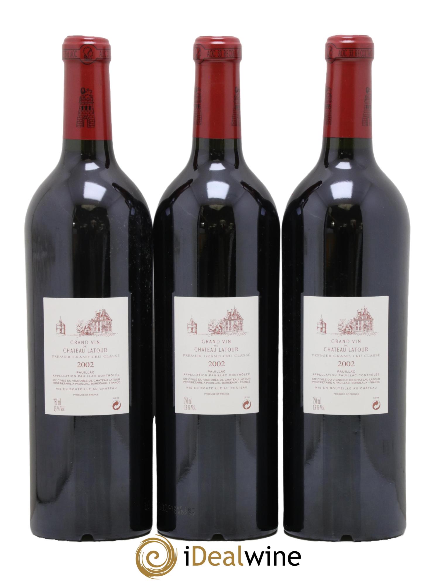 Château Latour 1er Grand Cru Classé 2002 - Lot de 3 bouteilles - 1