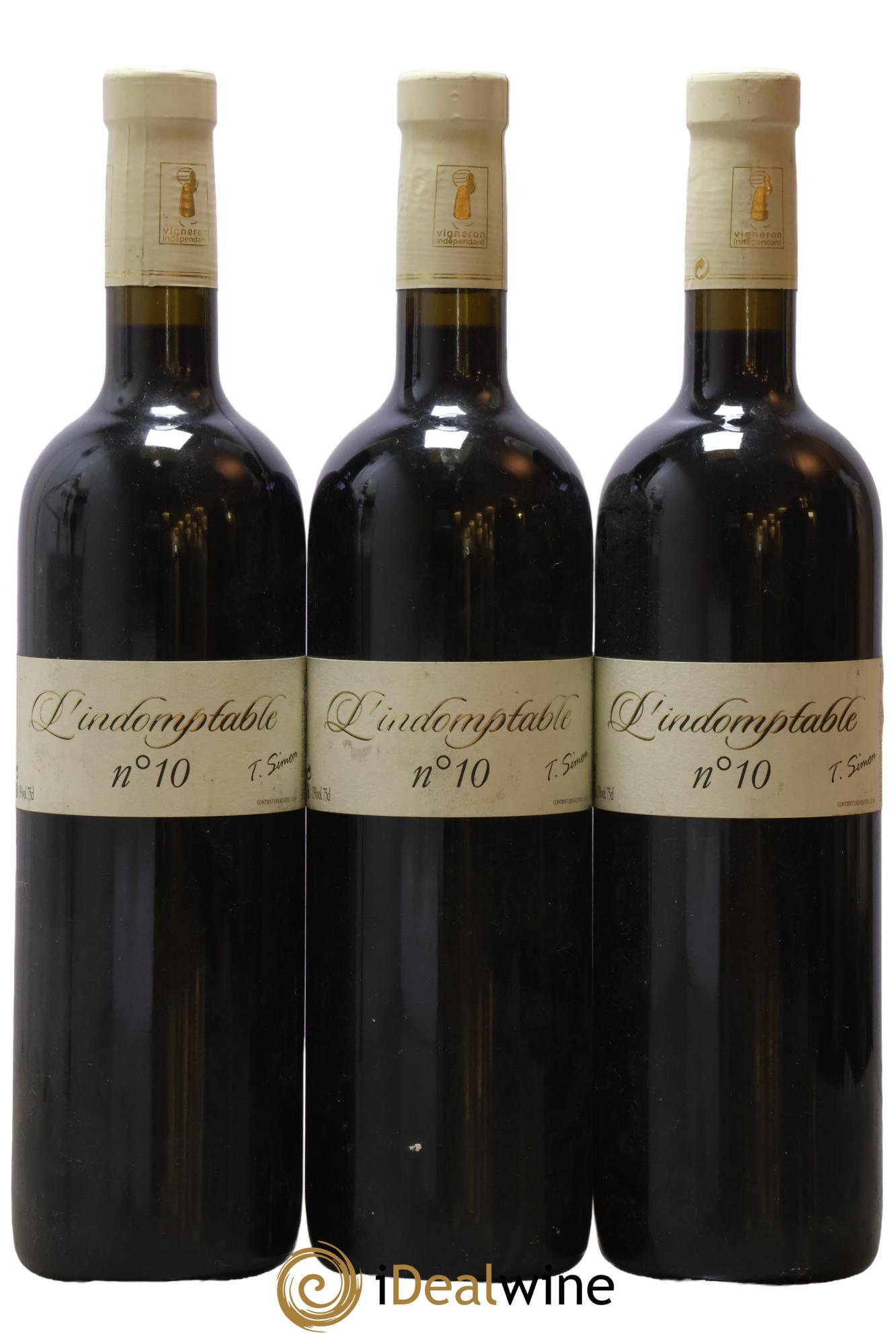 Vin de France L'Imdomptable N°10 Thierry Simon 2010 - Lot de 3 bouteilles - 0