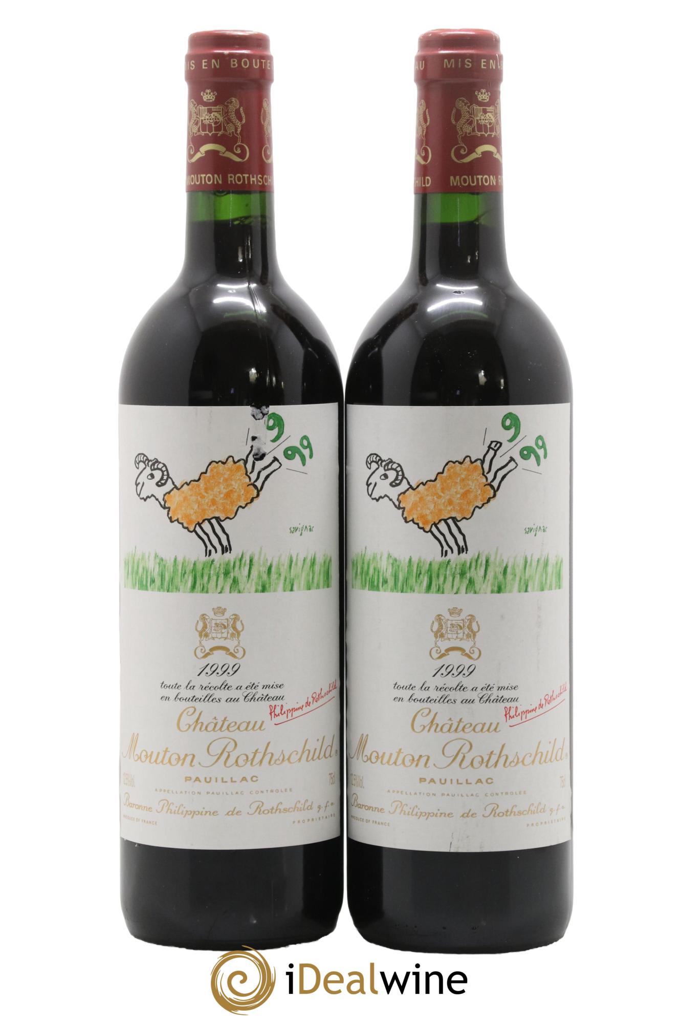 Château Mouton Rothschild 1er Grand Cru Classé 1999 - Lot de 2 bouteilles - 0