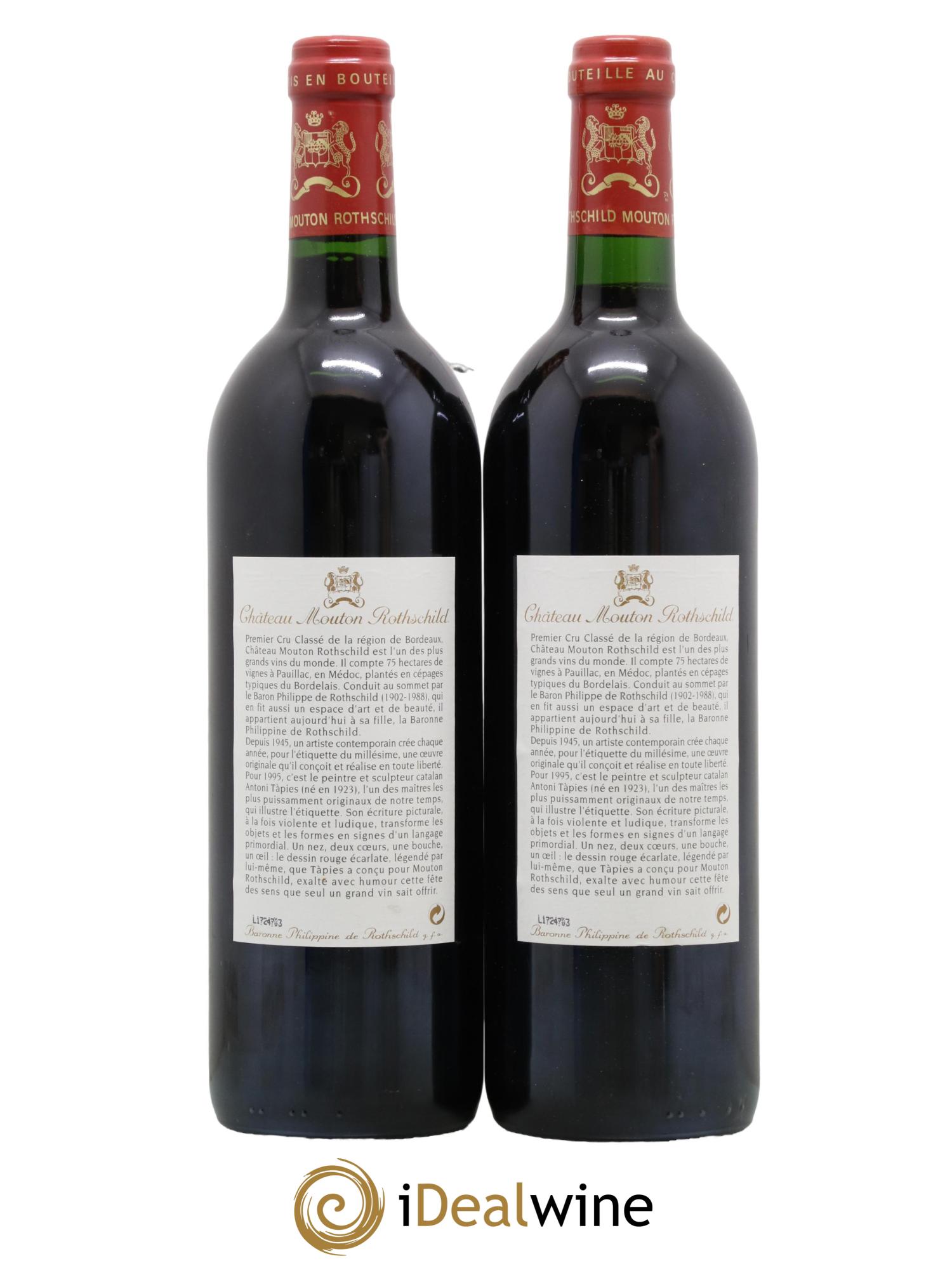 Château Mouton Rothschild 1er Grand Cru Classé 1995 - Lot de 2 bouteilles - 1