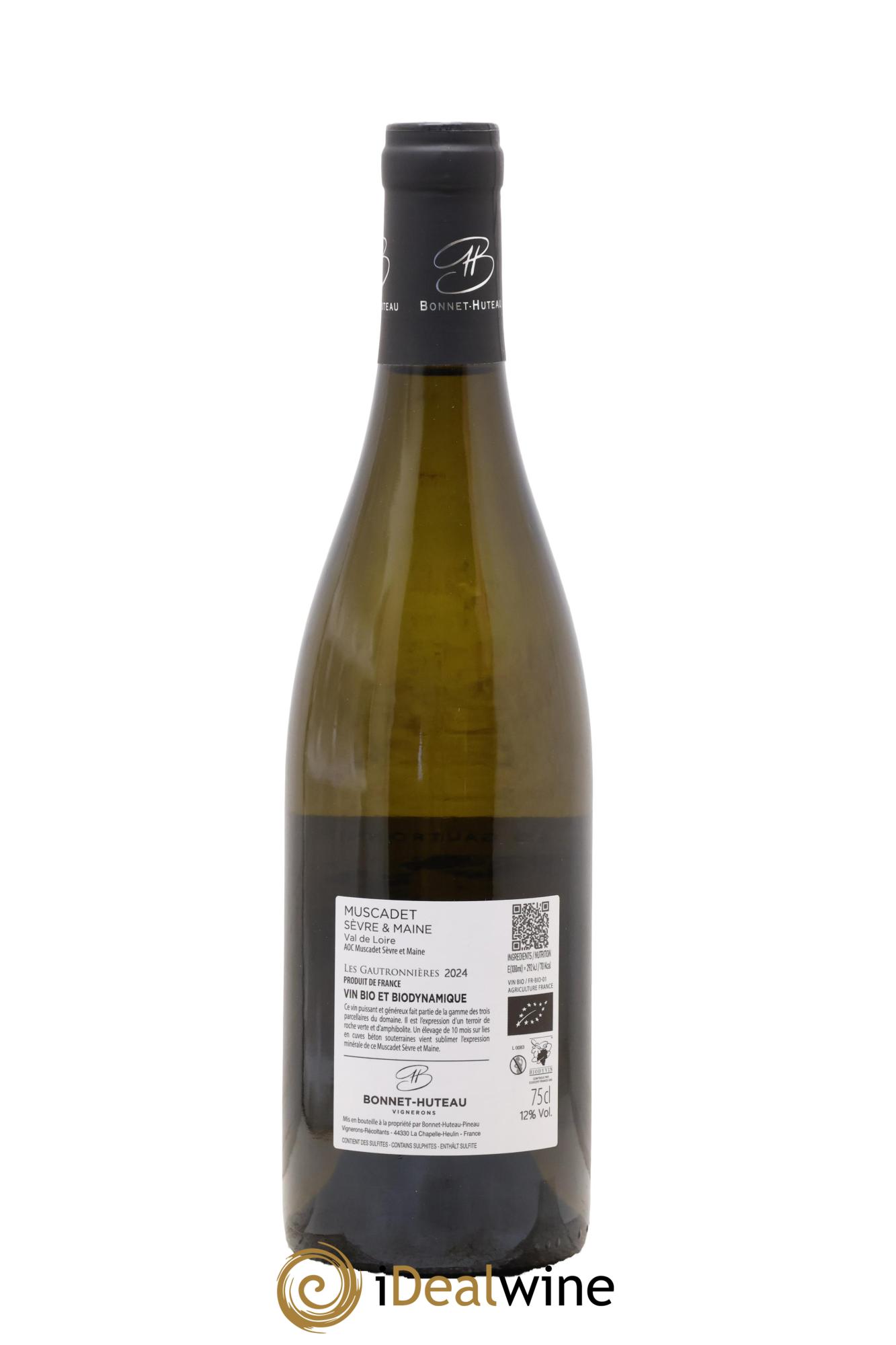 Muscadet-Sèvre-et-Maine sur lie Les Gautronnières Bonnet-Huteau 2024 - Lot de 1 bouteille - 1