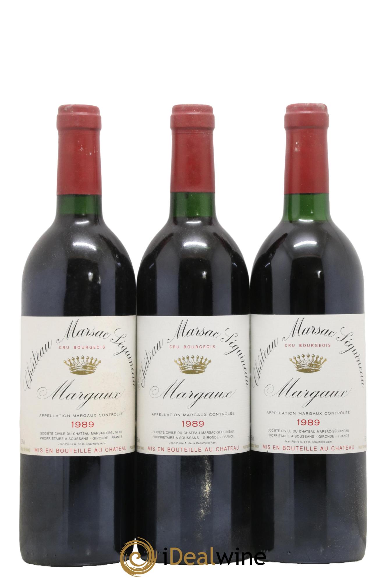 Château Marsac Séguineau Cru Bourgeois 1989 - Lot de 3 bouteilles - 0