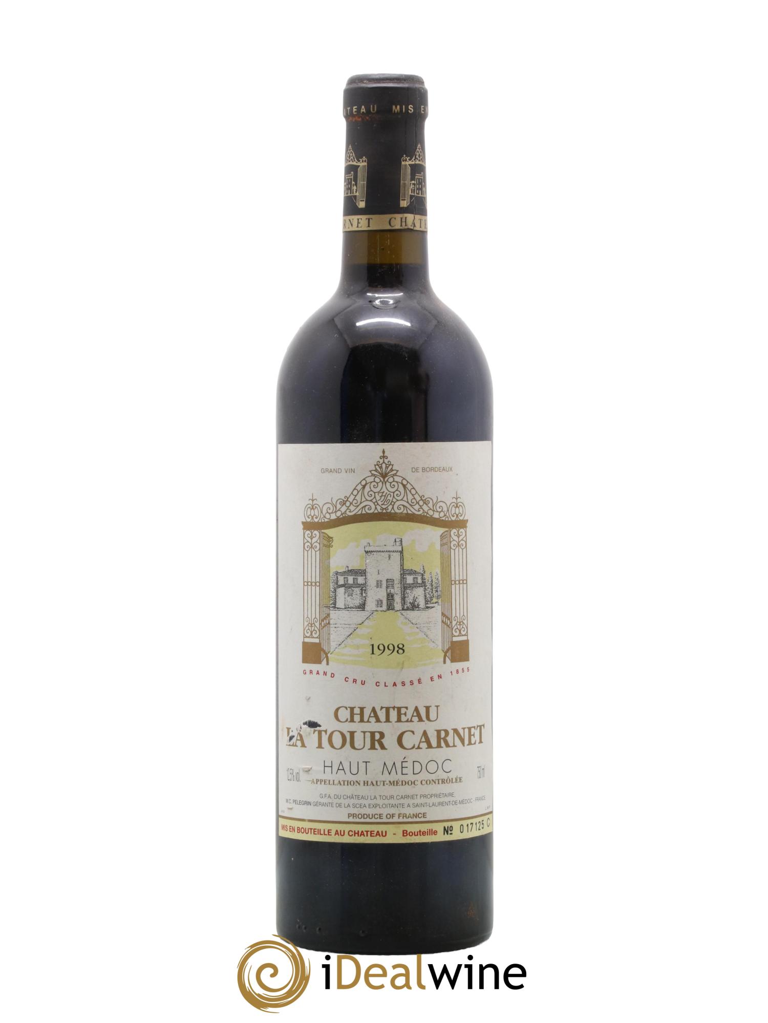 Château la Tour Carnet 4ème Grand Cru Classé 1998 - Lot de 1 bouteille - 0