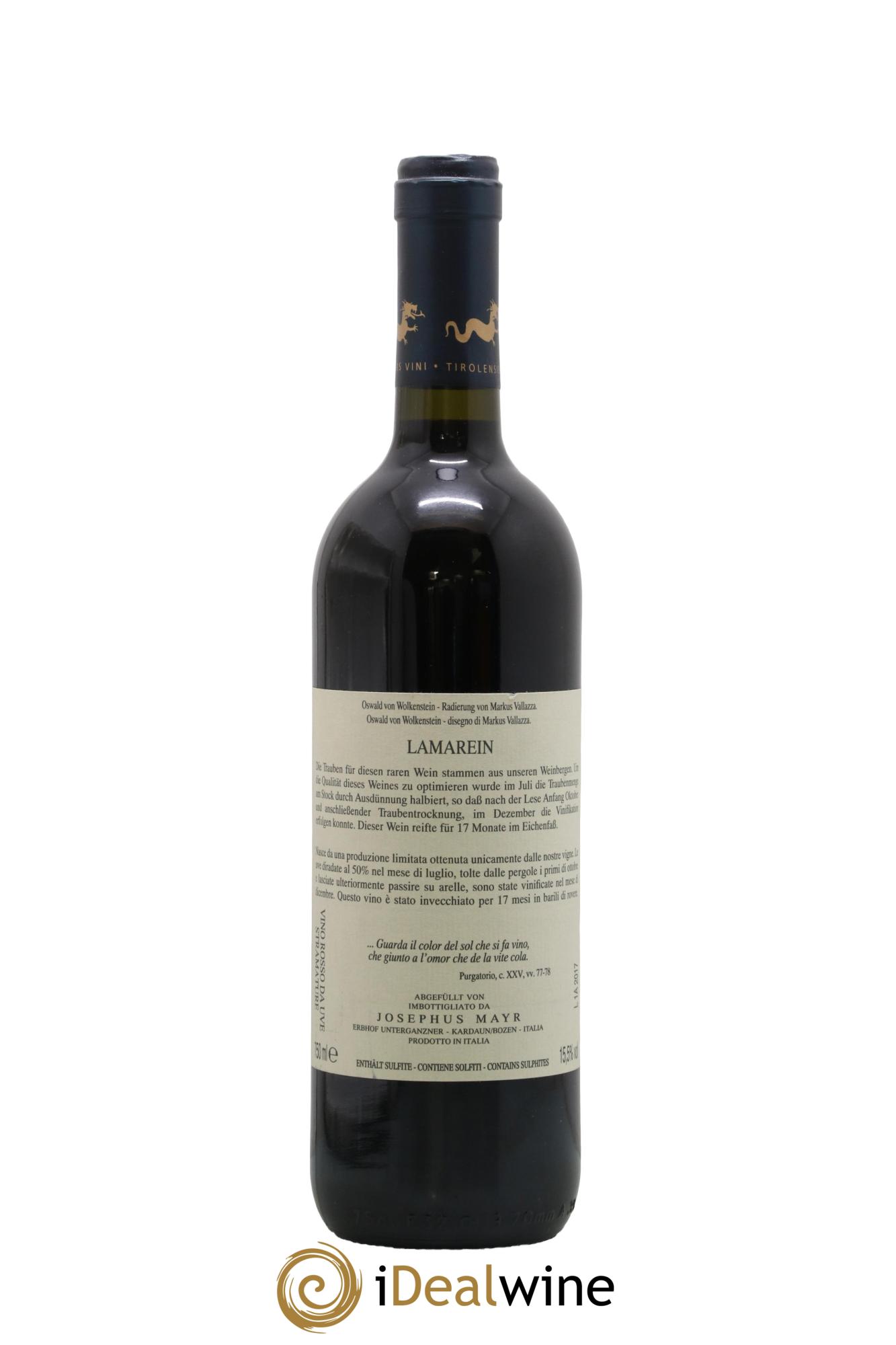 Italie Vino da Tavola Rosso Lagrein Lamarein Maso Unterganzner 2017 - Posten von 1 Flasche - 1