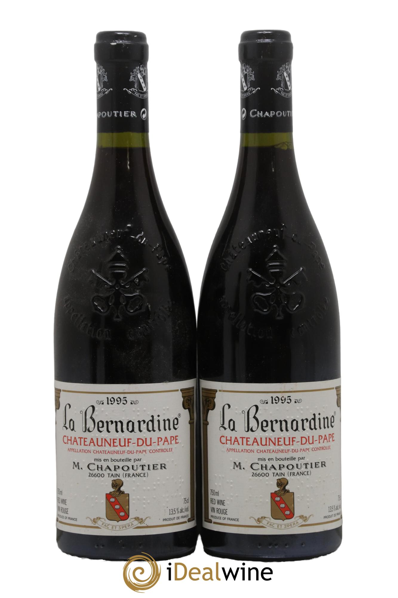 Châteauneuf-du-Pape La Bernardine Chapoutier 1995 - Lot de 2 bouteilles - 0