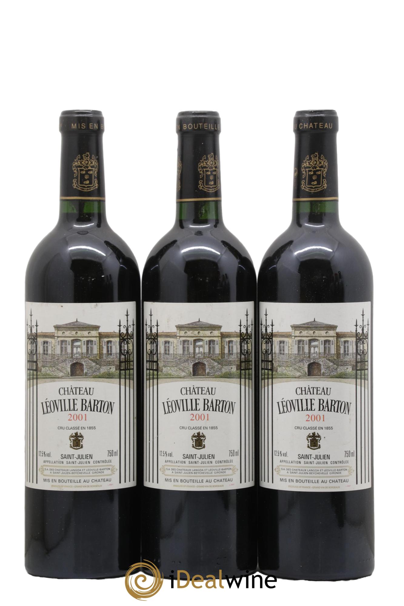 Château Léoville Barton 2ème Grand Cru Classé 2001 - Lot de 3 bouteilles - 0