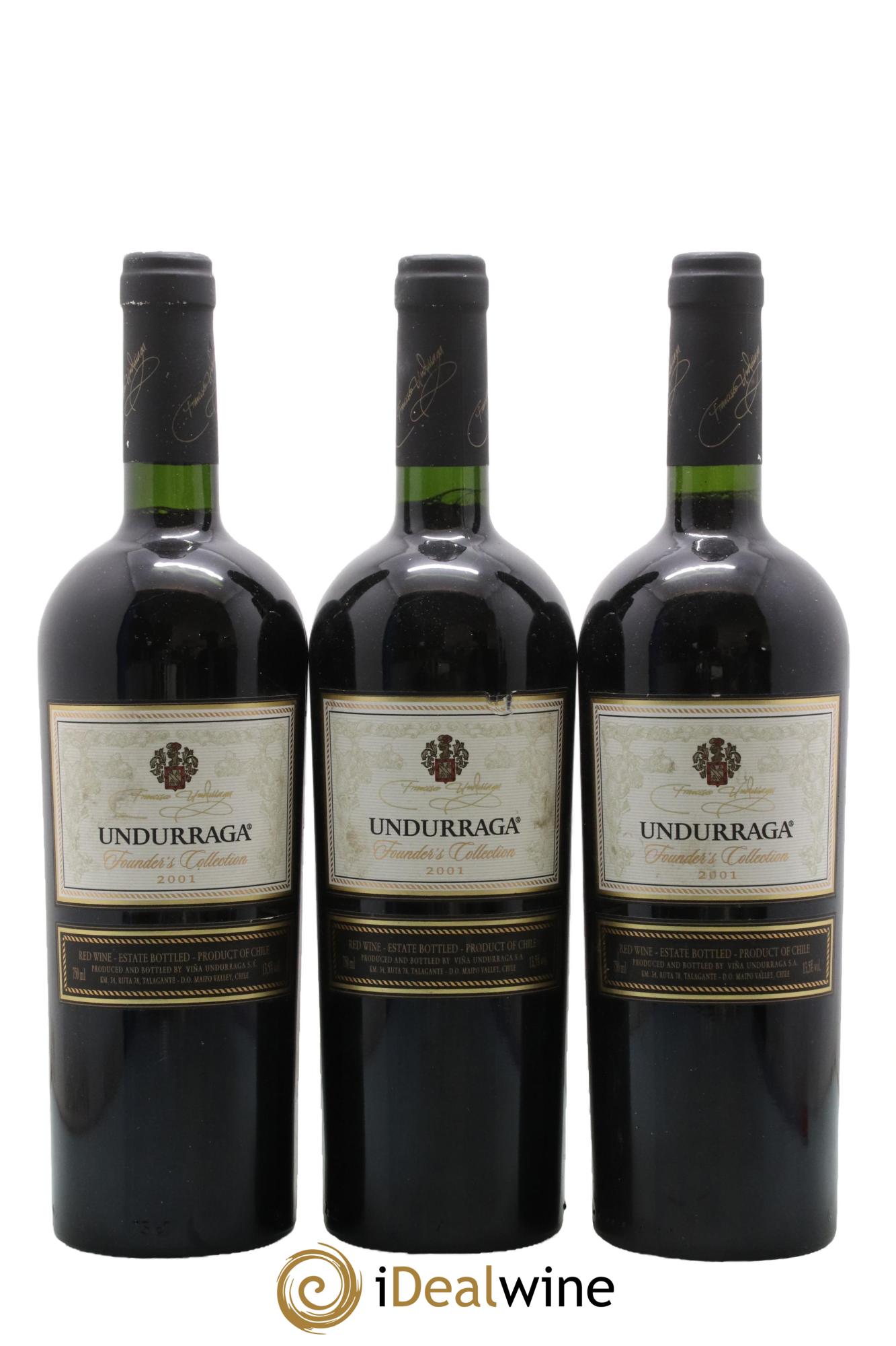 Chili Maipo Valley Founder's Collection Cabernet Sauvignon Undurraga 2001 - Posten von 3 Flaschen - 0