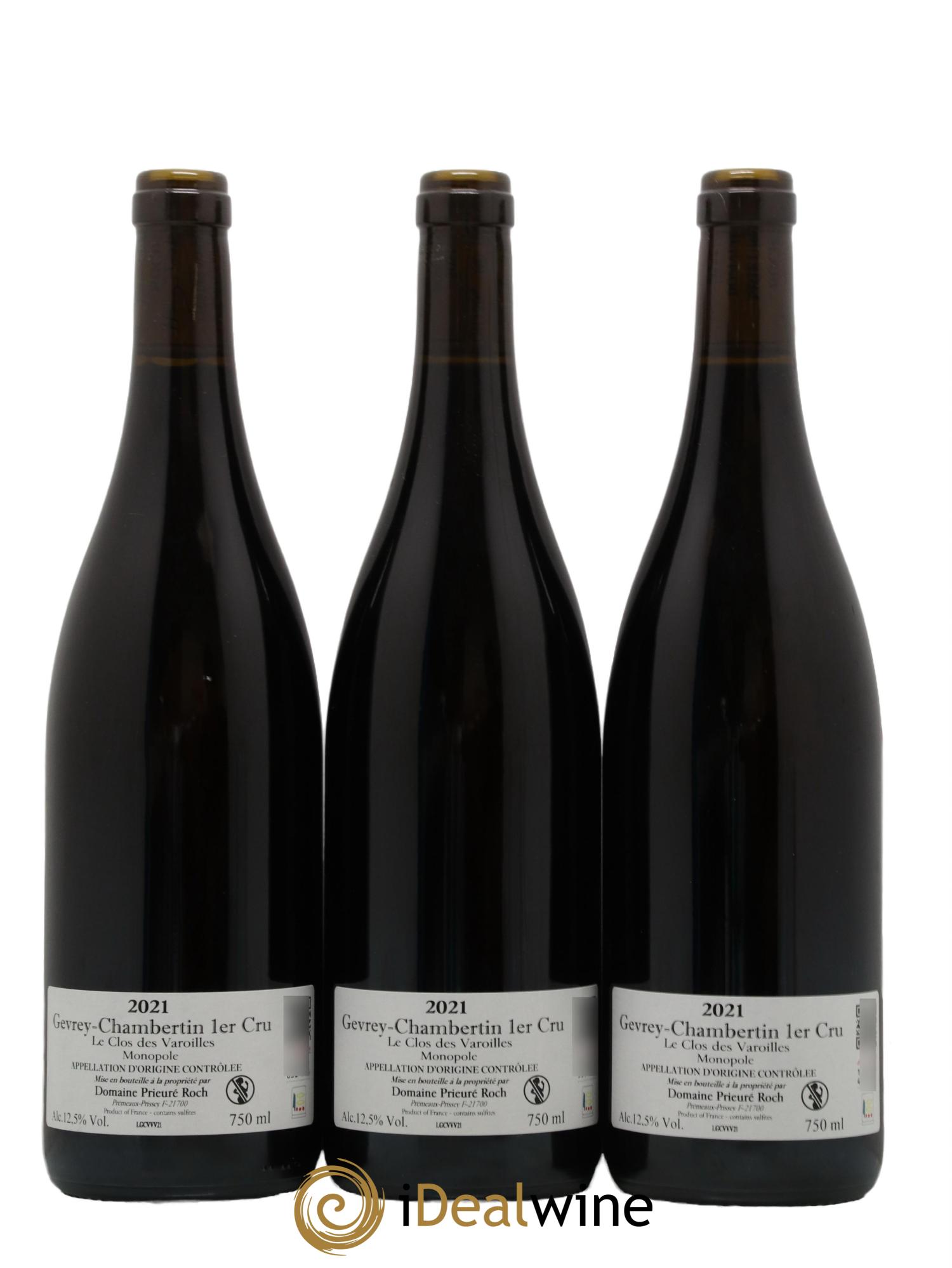 Gevrey-Chambertin 1er Cru Le Clos des Varoilles Monopole Prieuré Roch Le Clos des Varoilles Vieilles Vignes Monopole Prieuré Roch 2021 - Lot de 3 bouteilles - 1