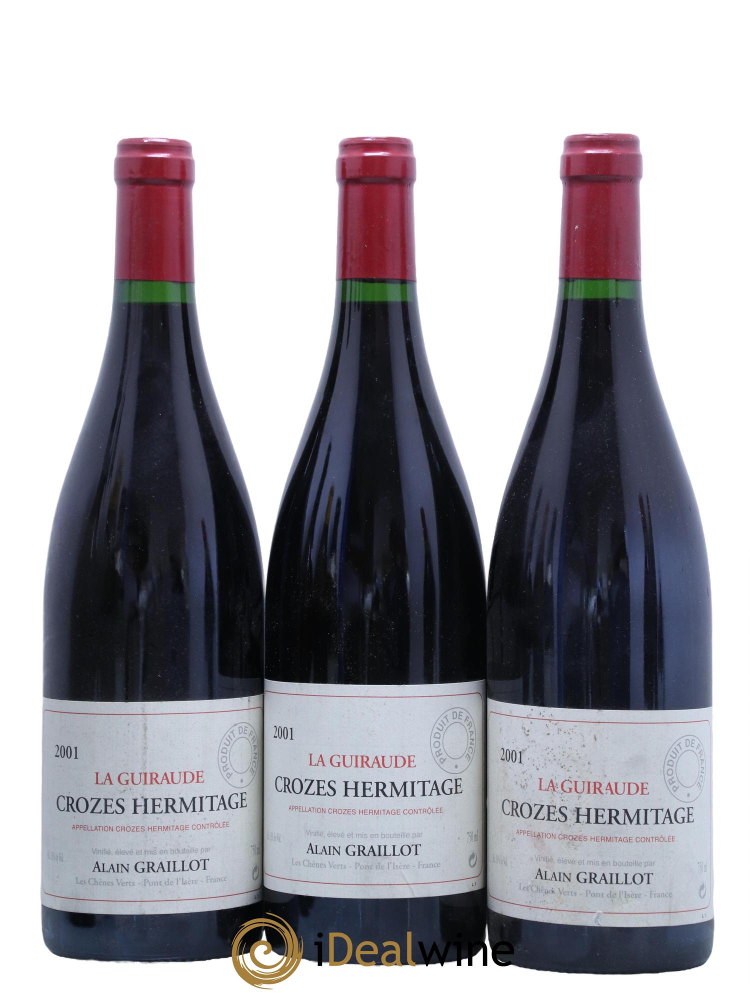Crozes-Hermitage La Guiraude Domaine Graillot 2001 - Lot de 3 bouteilles - 0
