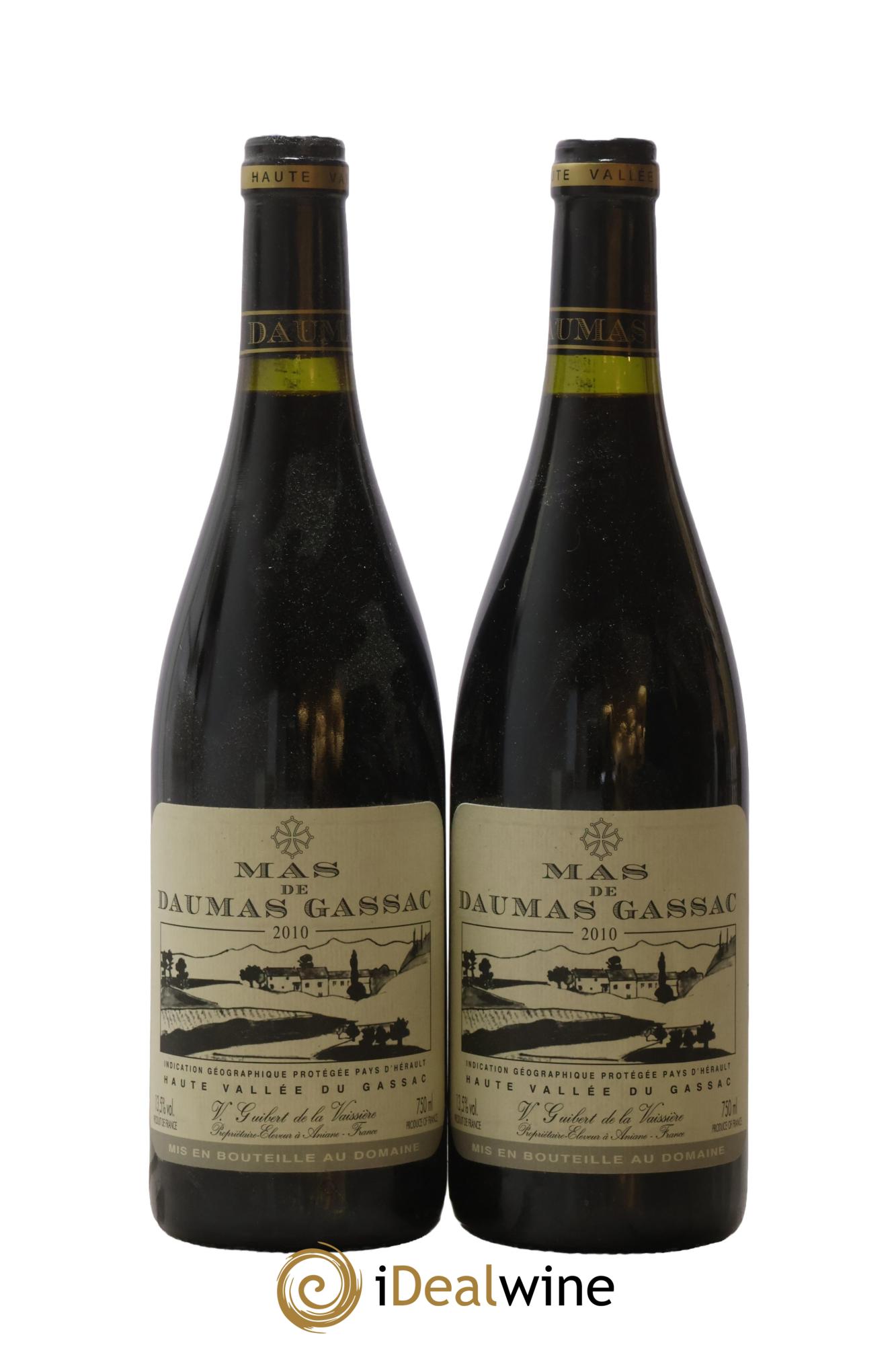 IGP St Guilhem-le-Désert - Cité d'Aniane Mas Daumas Gassac Famille Guibert de La Vaissière 2010 - Lot of 2 bottles - 0