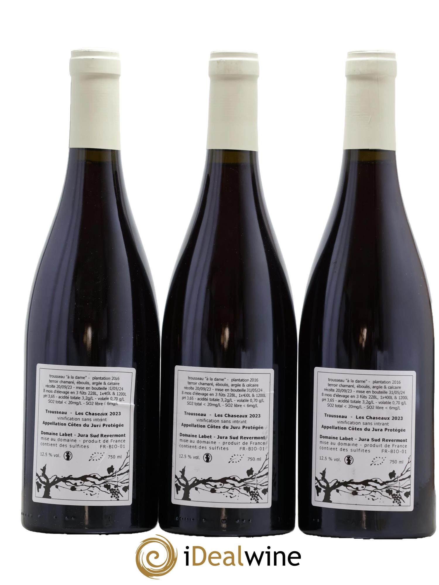 Côtes du Jura Trousseau Les Chaseaux Romain - Julien - Charline Labet 2023 - Lot de 3 bouteilles - 1