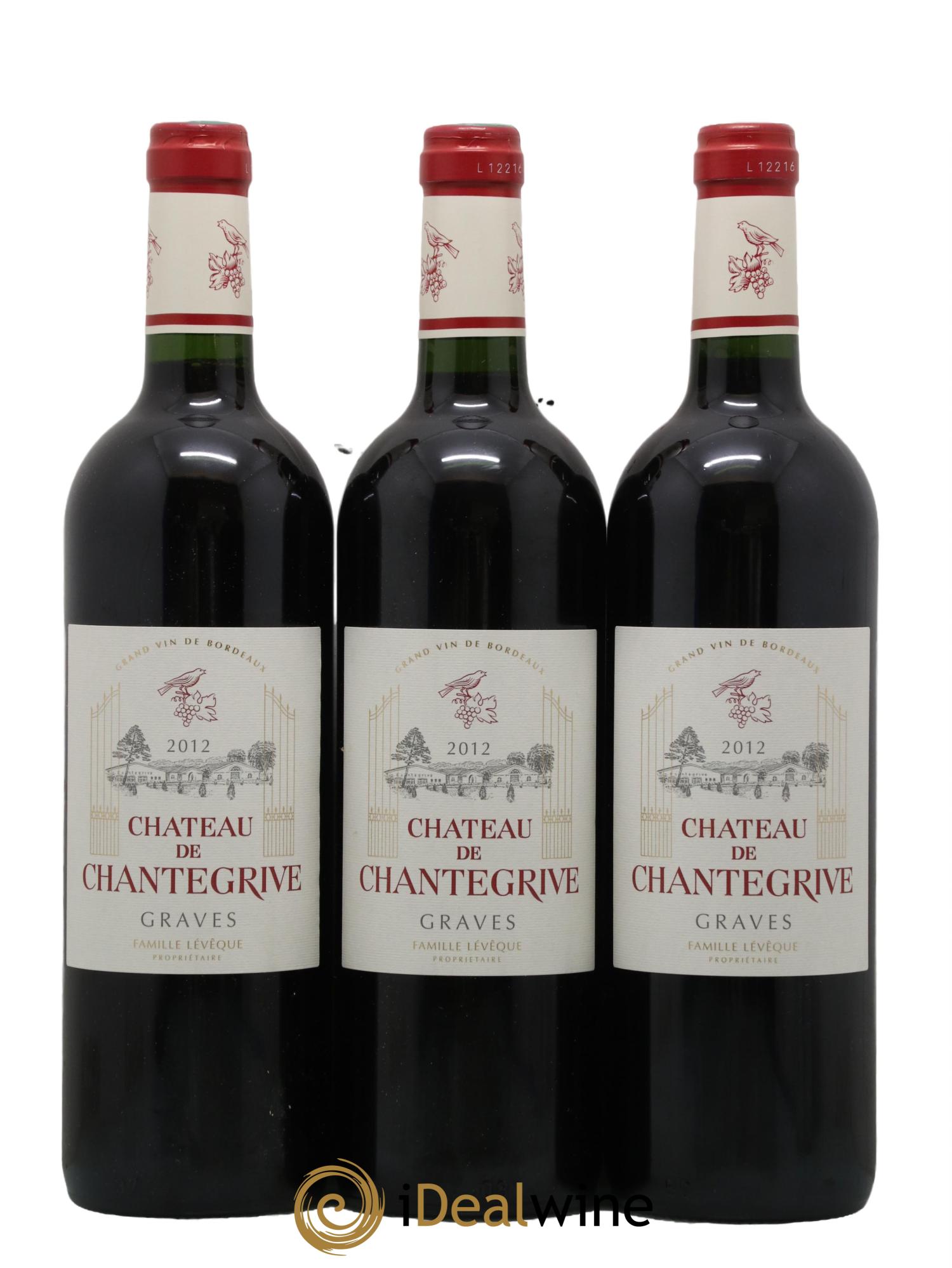 Château de Chantegrive 2012 - Lot of 3 bottles - 0