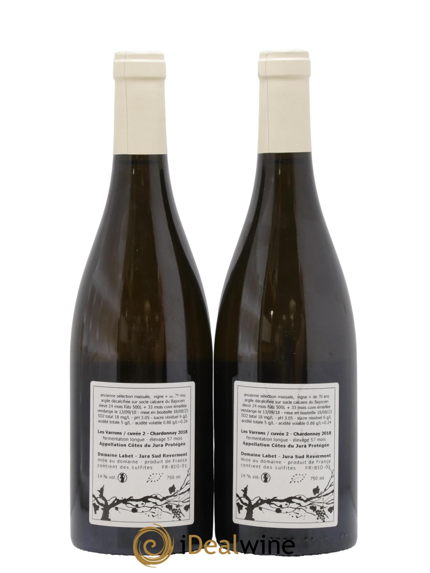 Côtes du Jura Chardonnay Les Varrons - cuvée 2 Romain - Julien - Charline Labet 2018 - Posten von 2 Flaschen - 1