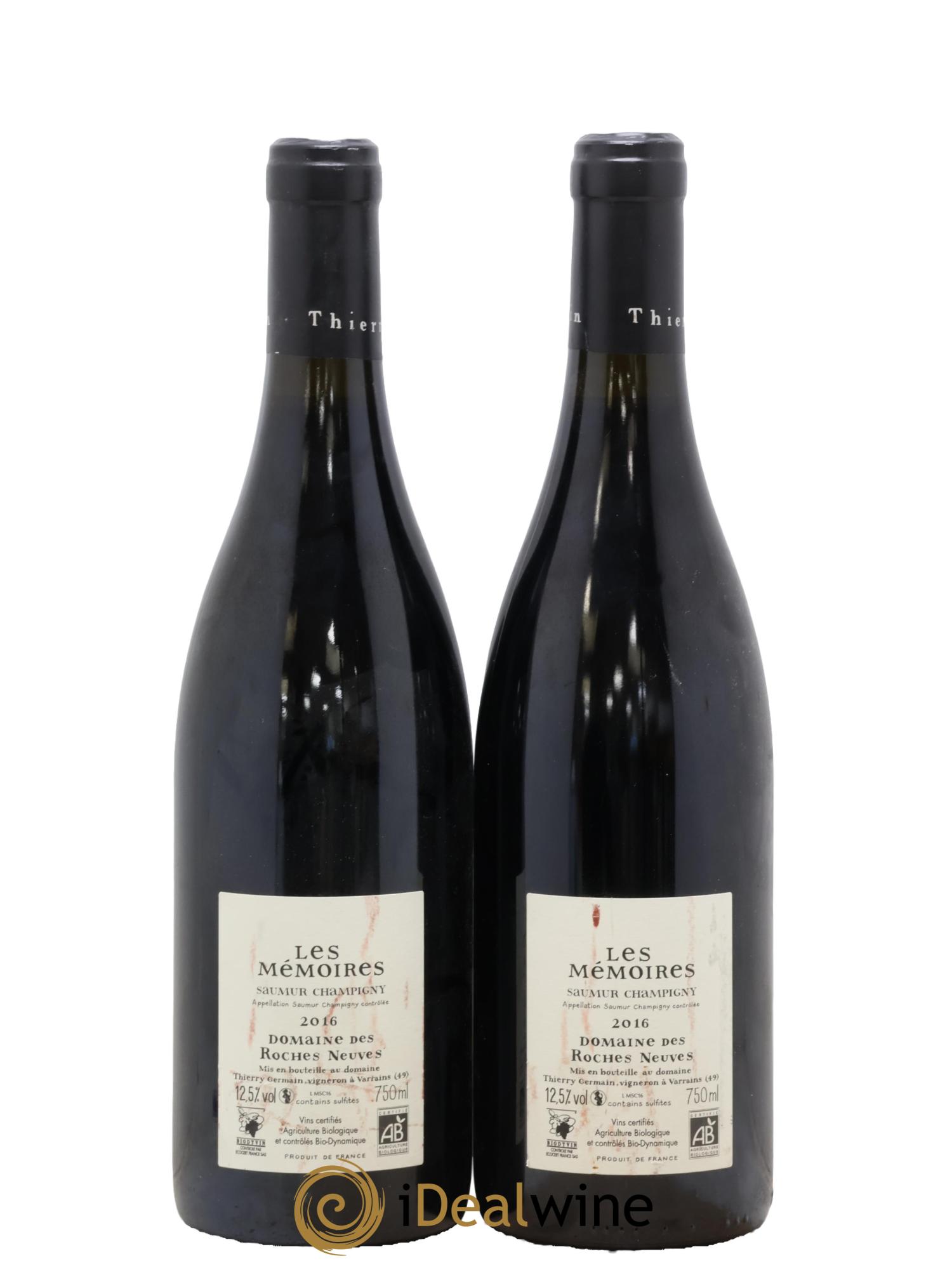 Saumur-Champigny Les Mémoires Domaine des Roches Neuves - Thierry Germain 2016 - Lot de 2 bouteilles - 1