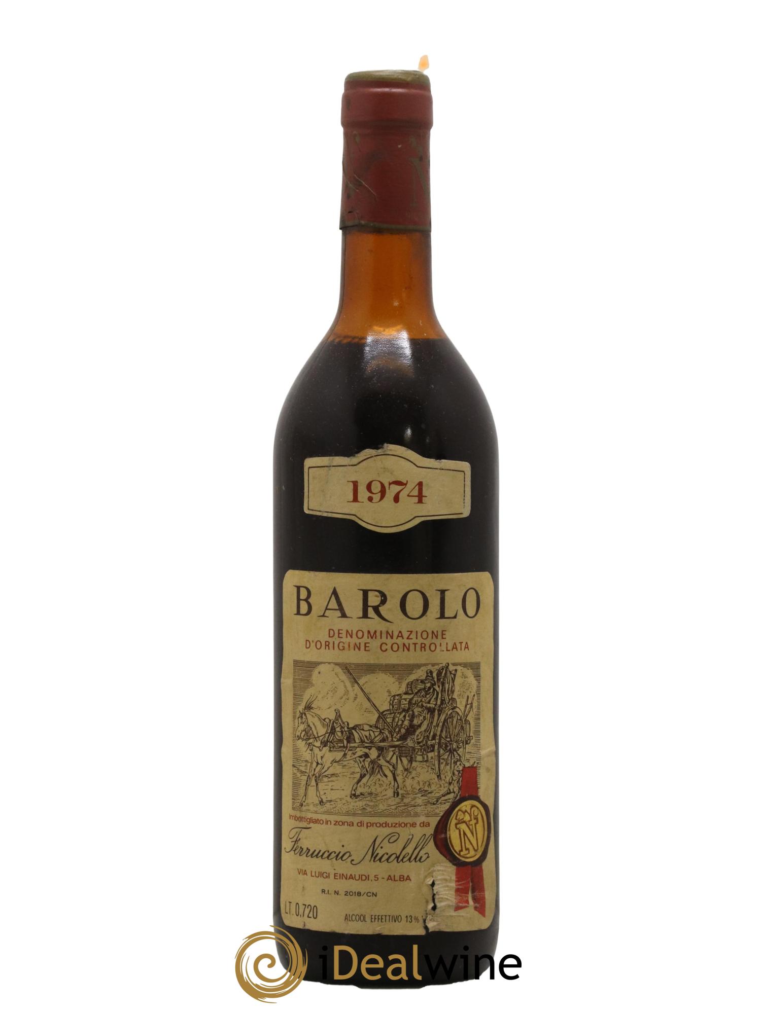 Barolo Ferruccio Nicolello 1974 - Lot de 1 bouteille - 0
