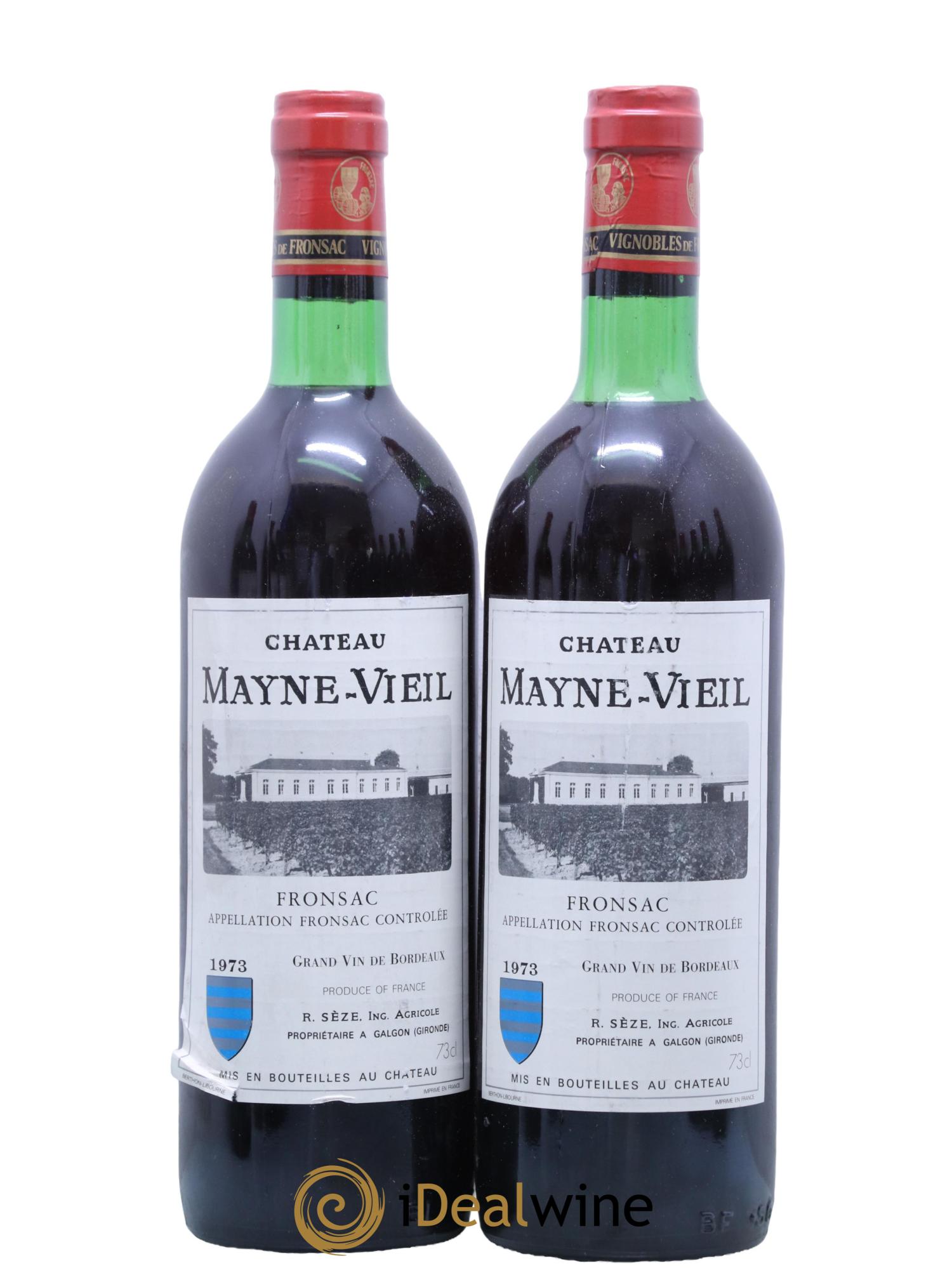 Fronsac Chateau Mayne Vieil 1973 - Lot de 2 bouteilles - 0