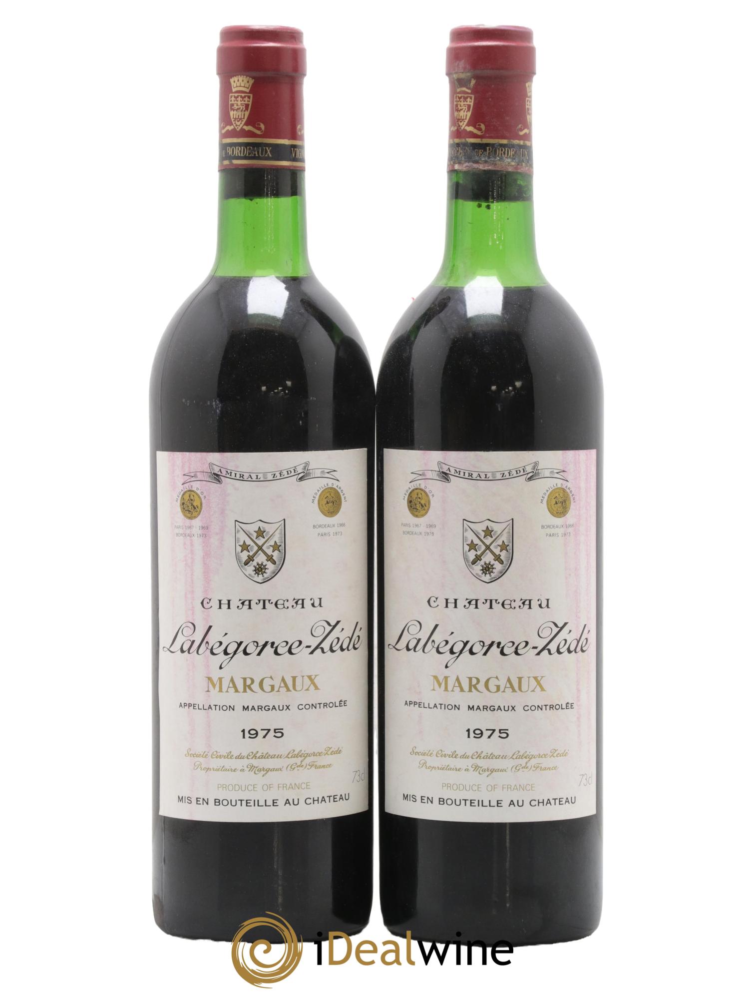 Château Labegorce Zédé Cru Bourgeois 1975 - Lot de 2 bouteilles - 0