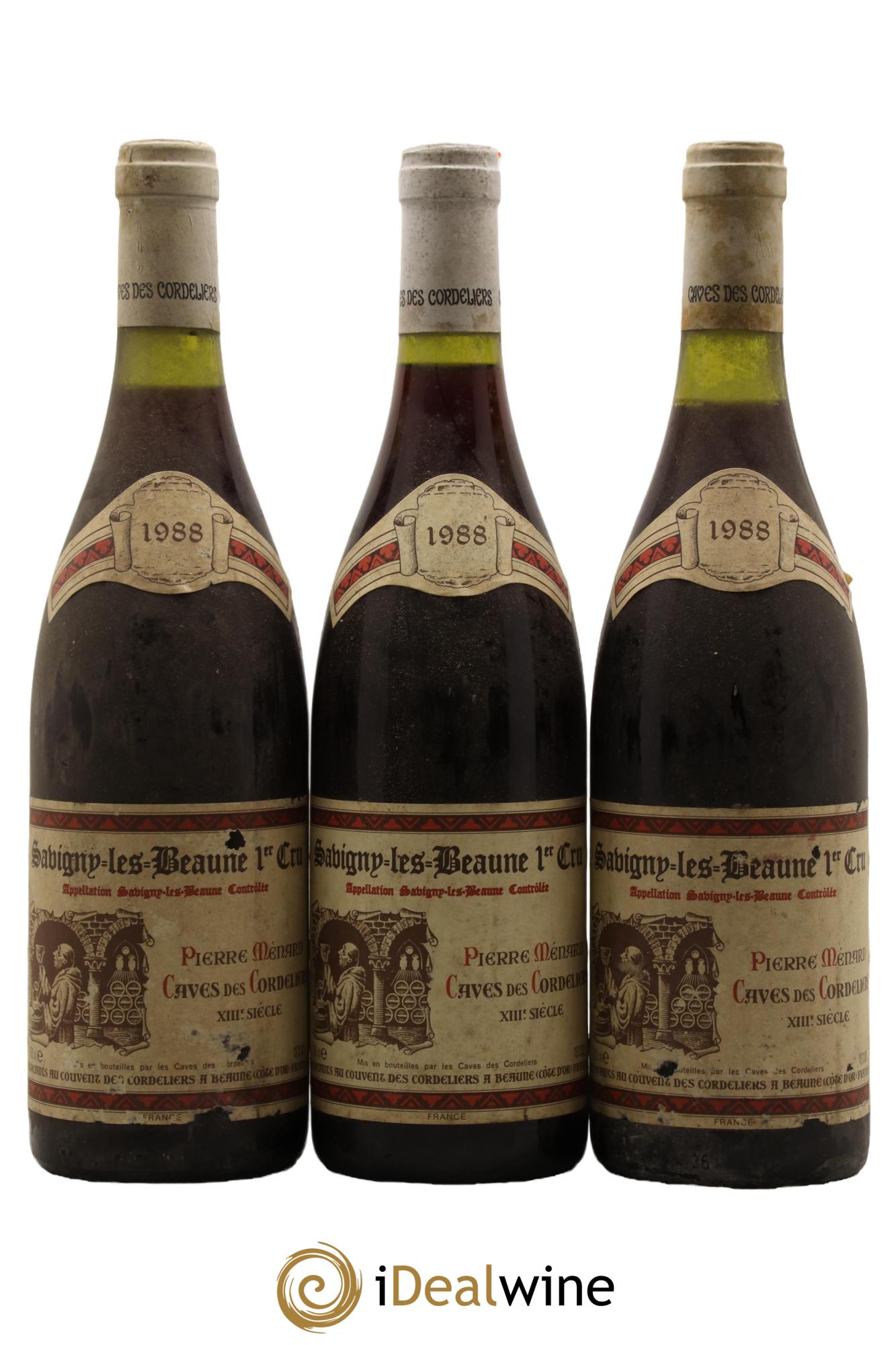 Savigny-lès-Beaune 1er Cru Pierre Ménard Caves des Cordeliers 1988 - Lot de 3 bouteilles - 0