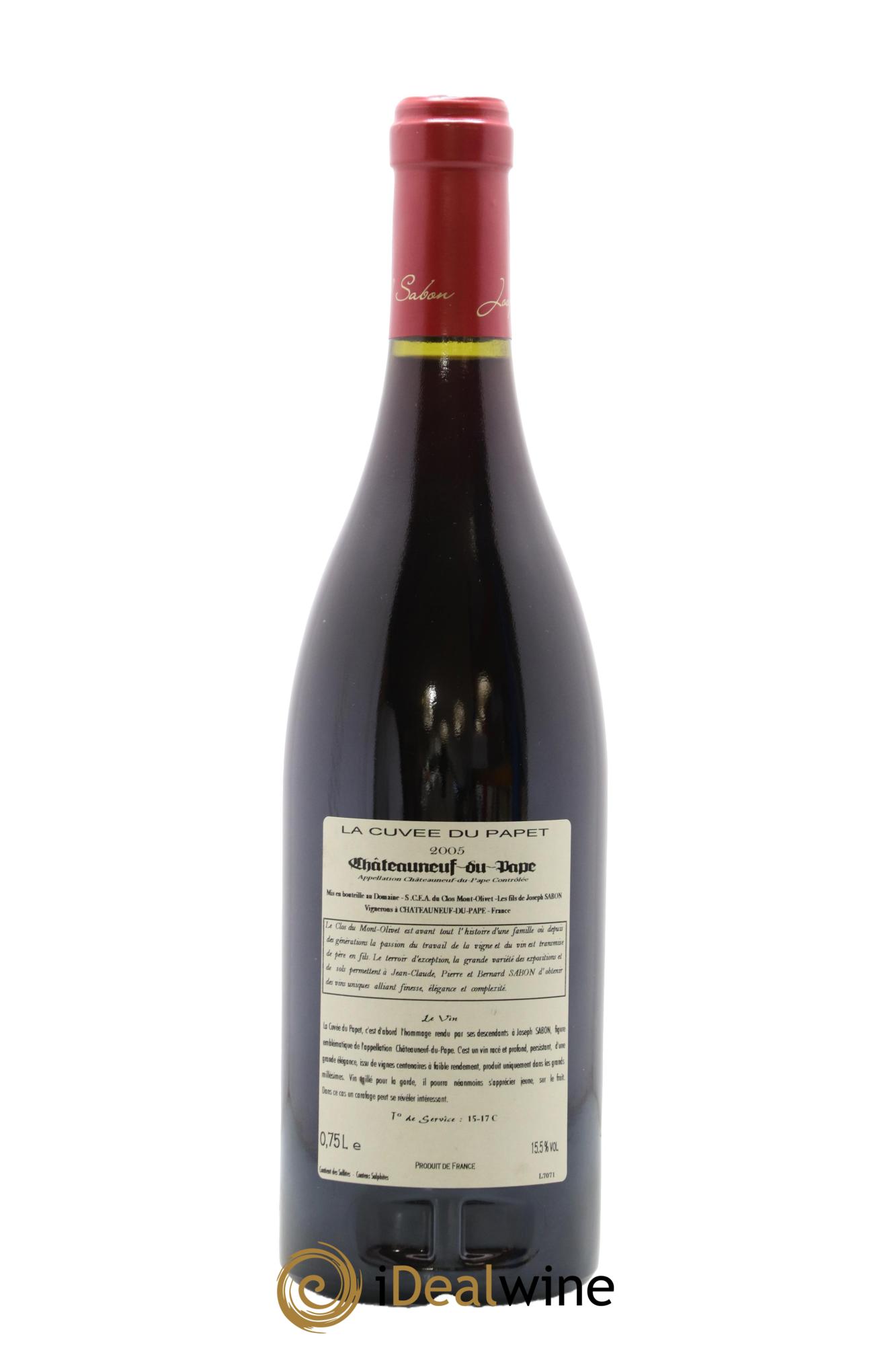 Châteauneuf-du-Pape Cuvée du Papet Clos du Mont-Olivet 2005 - Lot of 1 bottle - 1